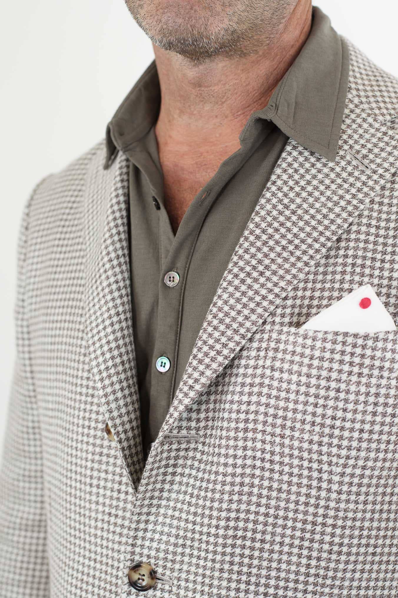 KITON Giacca Pied de Poule Lino Seta Cotone