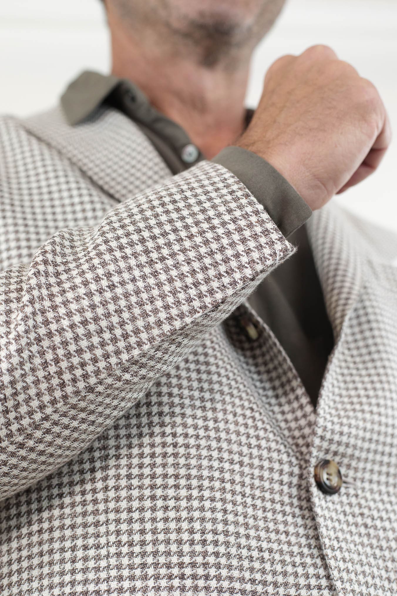 KITON Giacca Pied de Poule Lino Seta Cotone