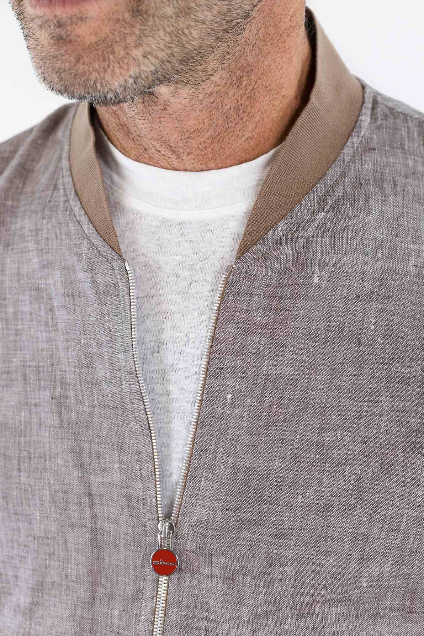 KITON Bomber Superlight Lino Marrone