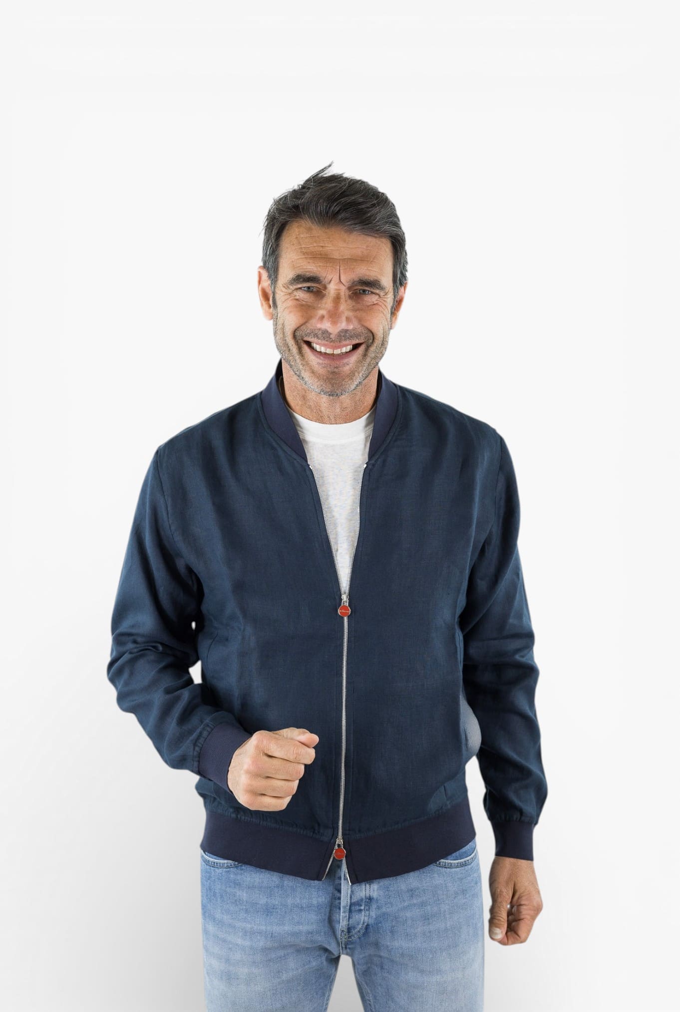 KITON Bomber Superlight Lino Blu Navy