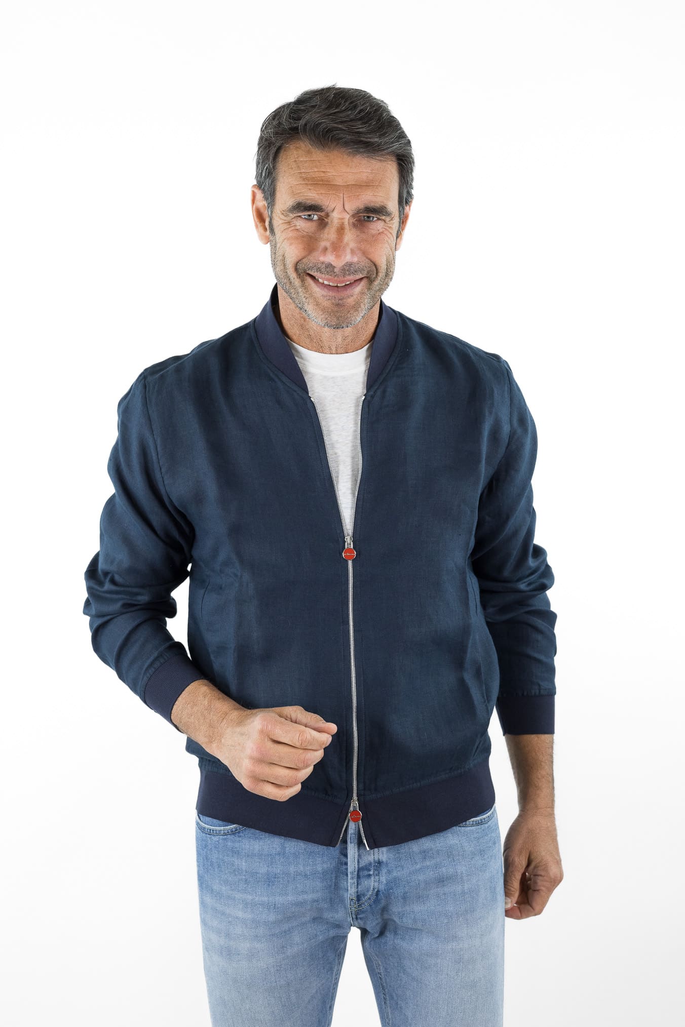 KITON Bomber Superlight Lino Blu Navy