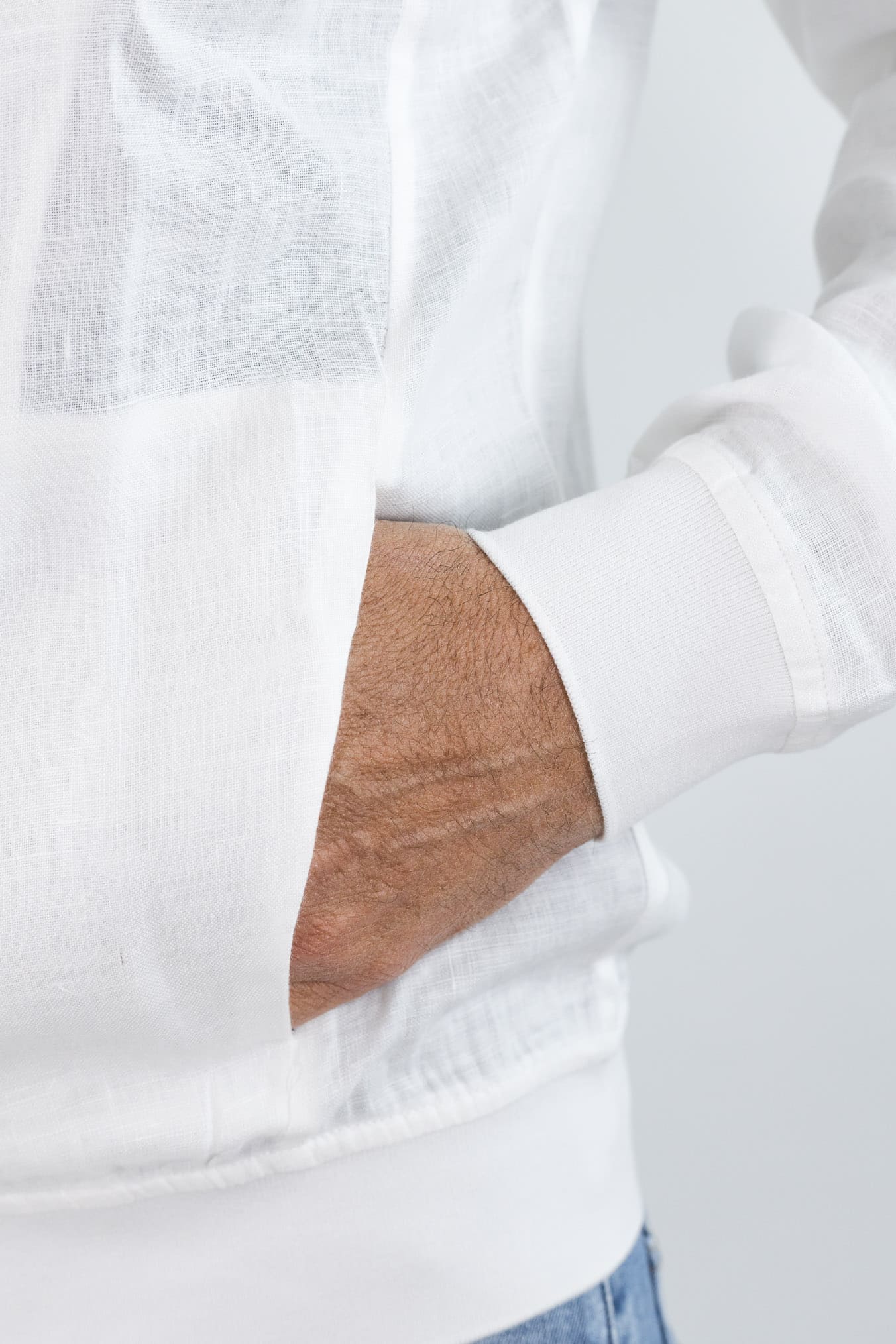 KITON Bomber Superlight Lino Bianco