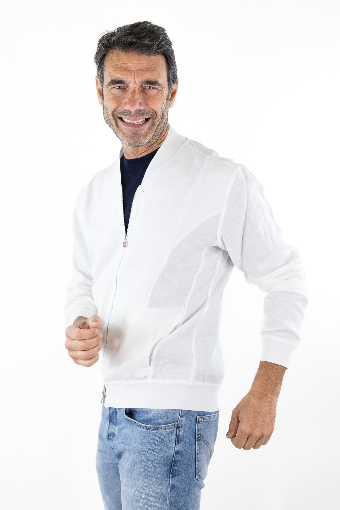 KITON Bomber Superlight Lino Bianco
