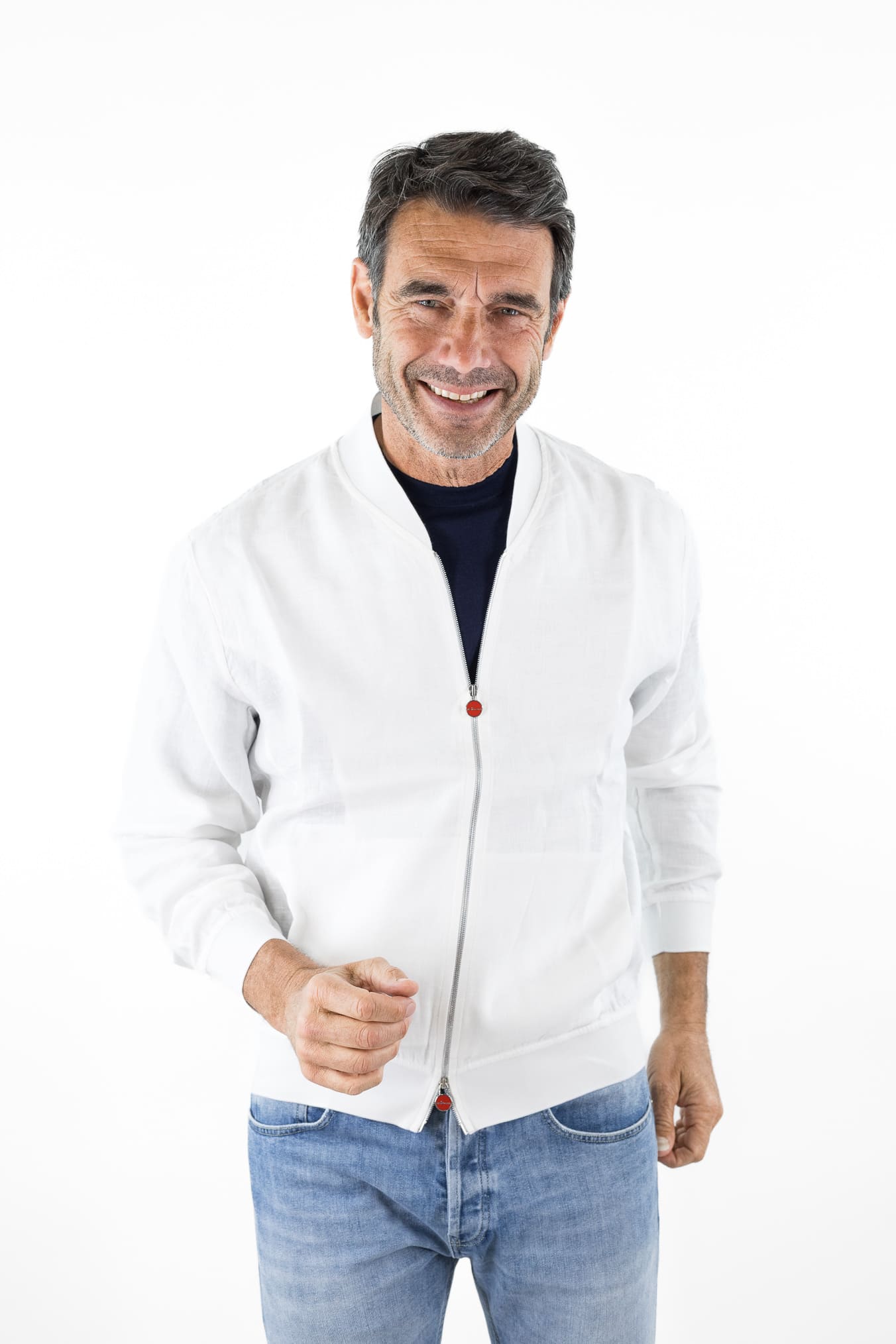 KITON Bomber Superlight Lino Bianco