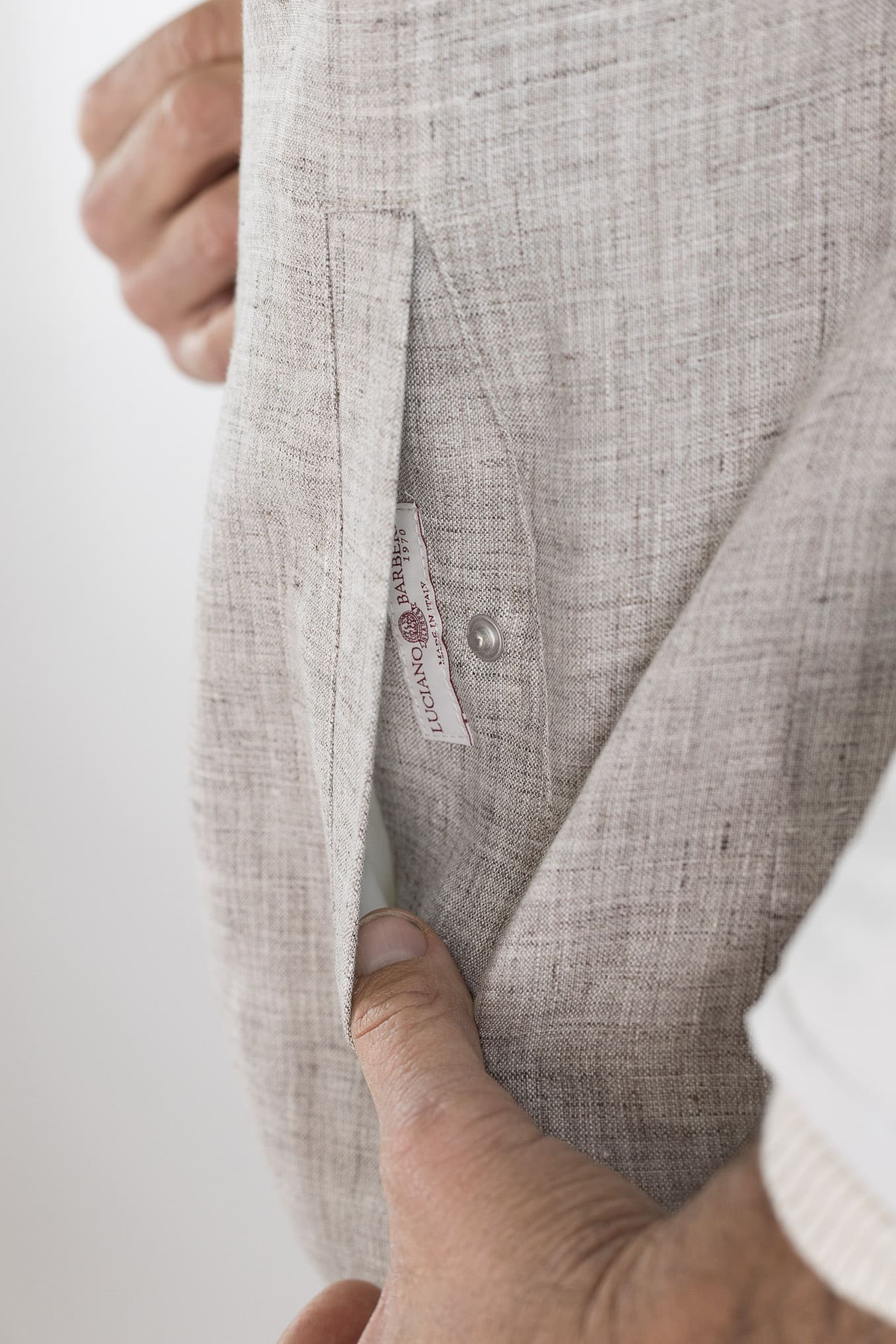 LUCIANO BARBERA Overshirt Reversibile Lino Cashmere Poliestere Bicolore