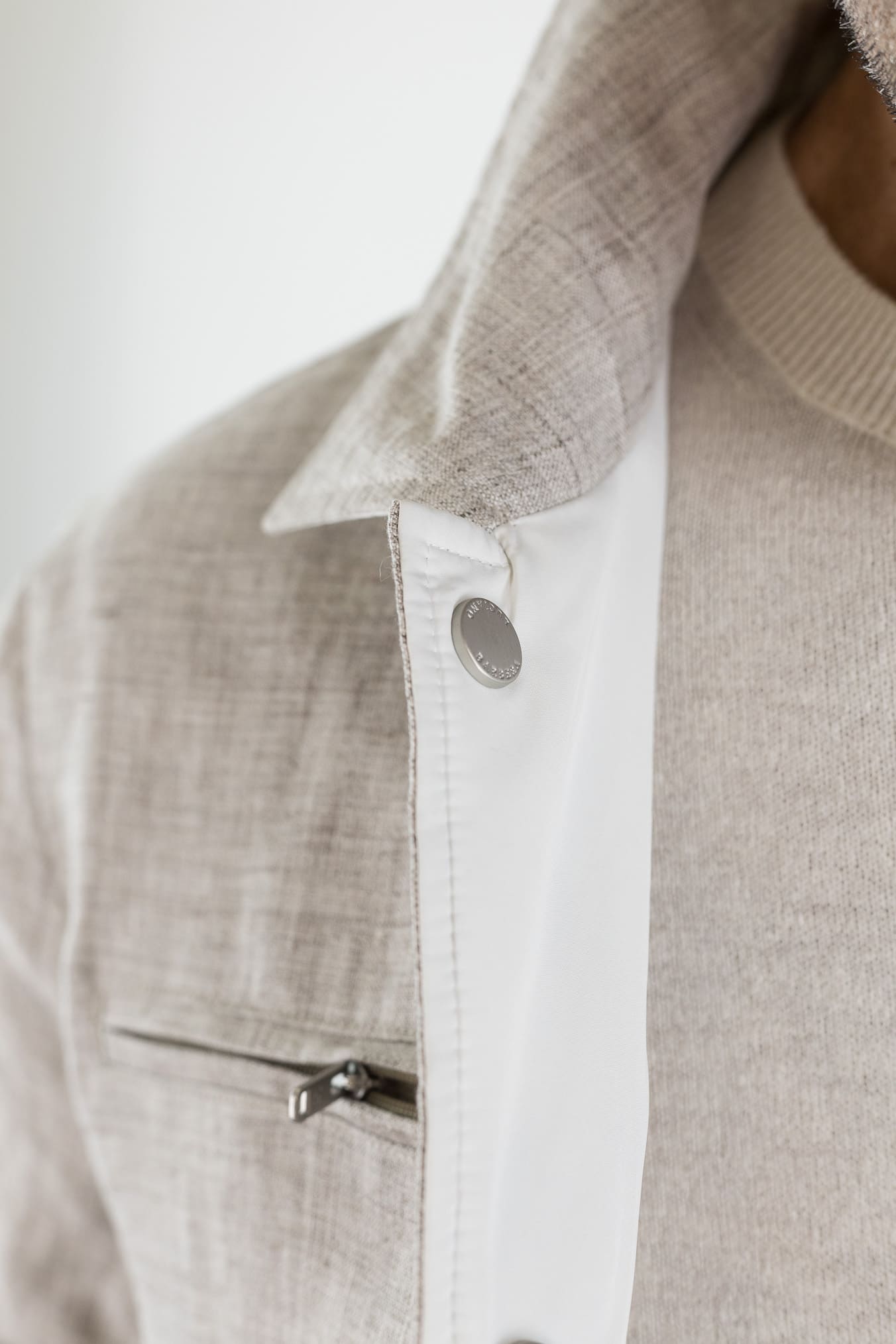 LUCIANO BARBERA Overshirt Reversibile Lino Cashmere Poliestere Bicolore