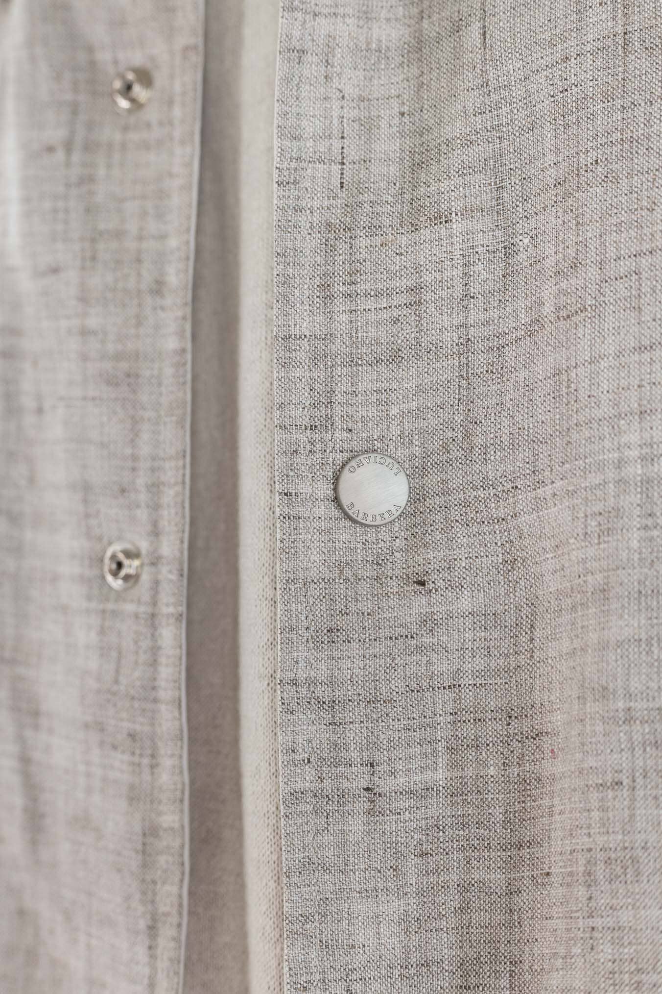 LUCIANO BARBERA Overshirt Reversibile Lino Cashmere Poliestere Bicolore