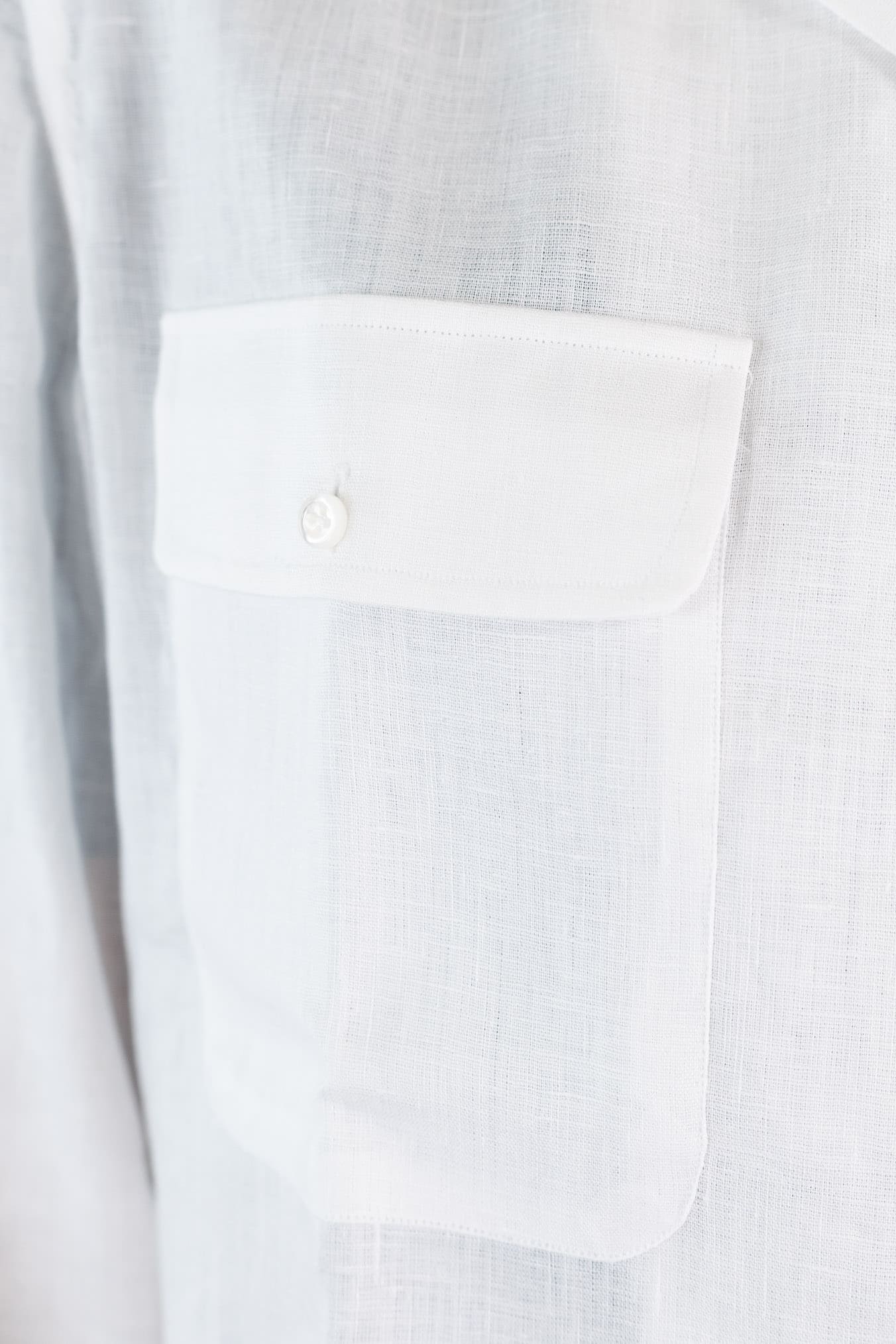 LUCIANO BARBERA Overshirt Lino Bianco