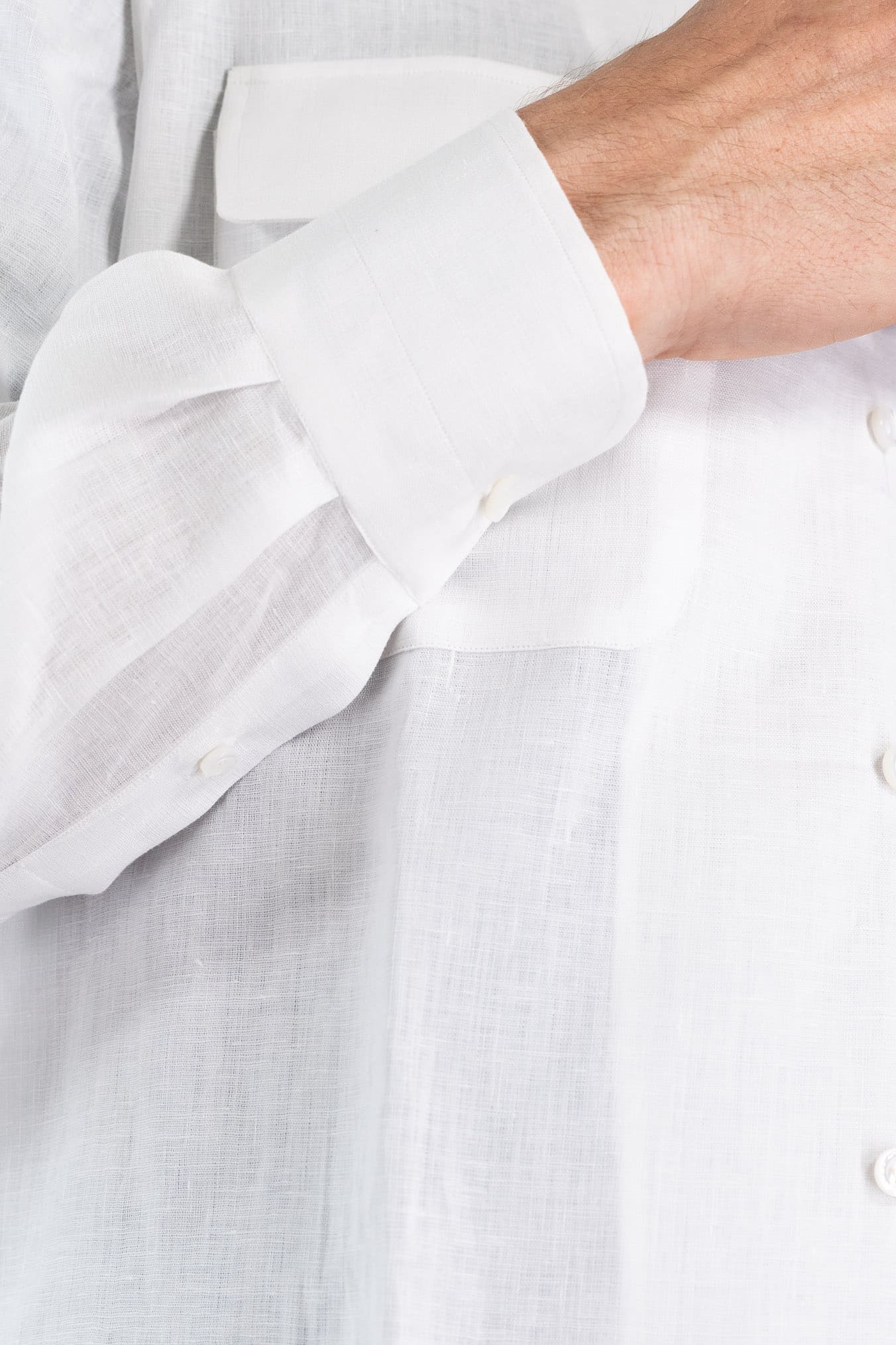 LUCIANO BARBERA Overshirt Lino Bianco