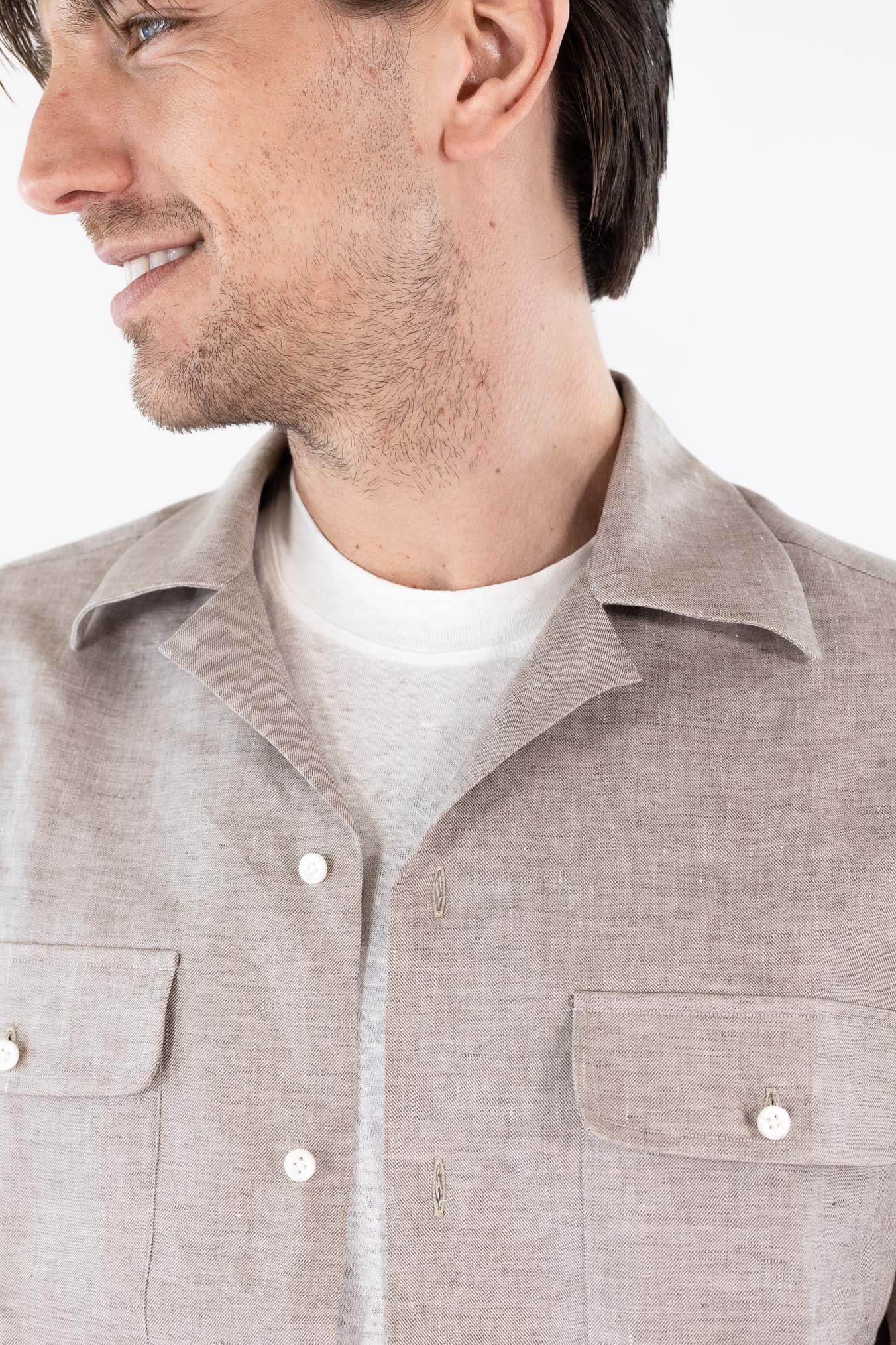 LUCIANO BARBERA Overshirt Lino Tortora