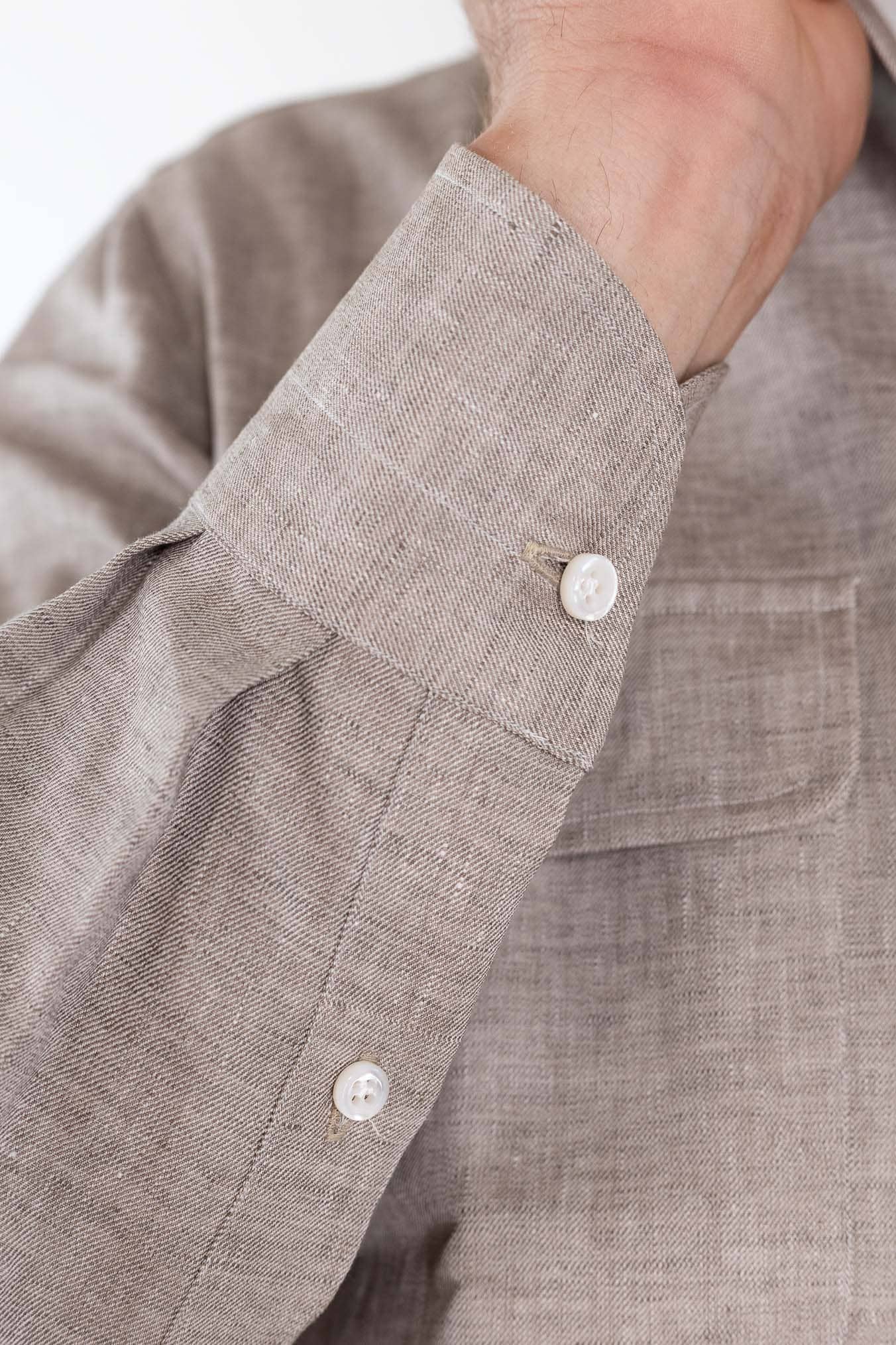 LUCIANO BARBERA Overshirt Lino Tortora