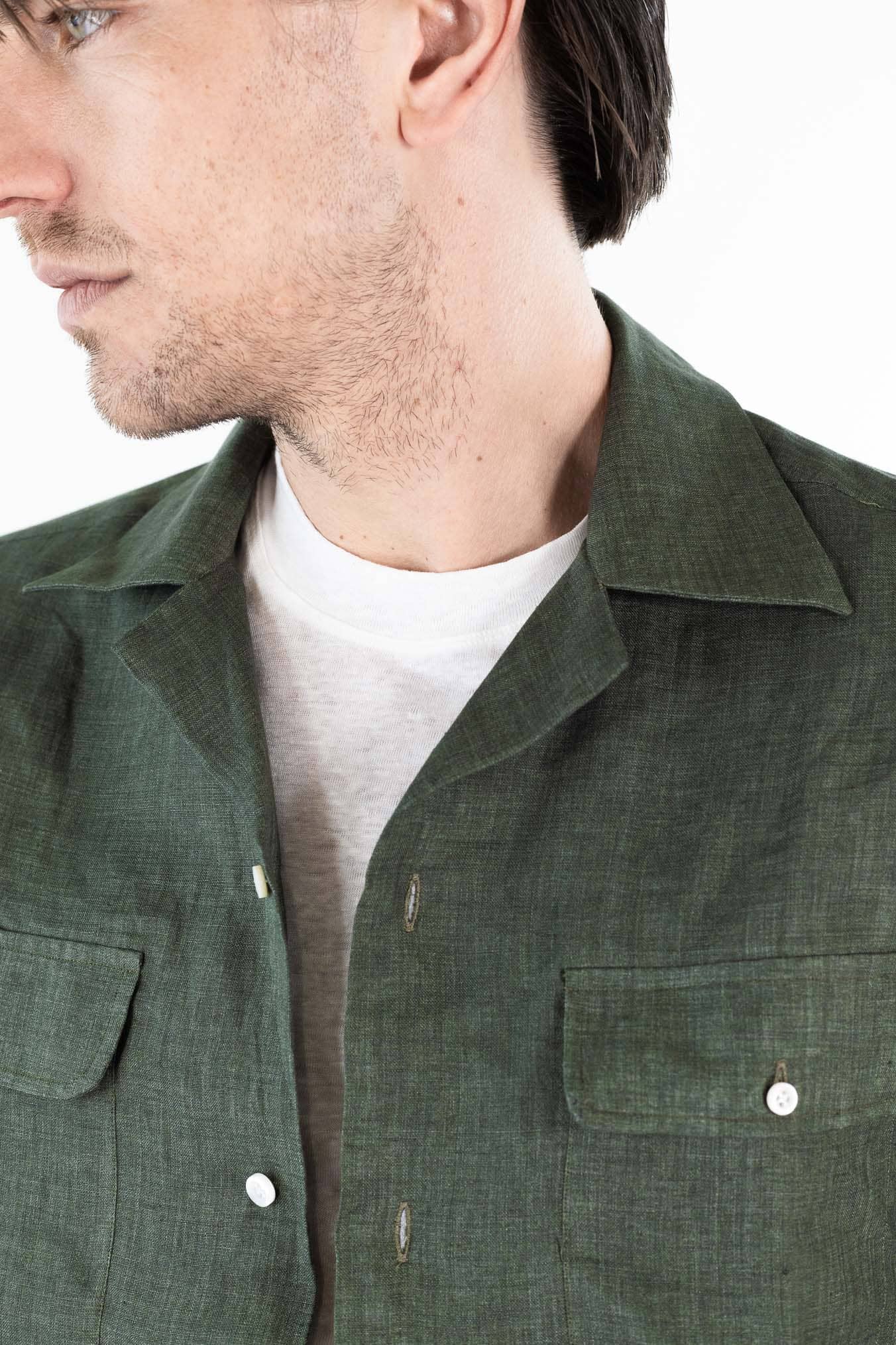 LUCIANO BARBERA Overshirt Lino Verde