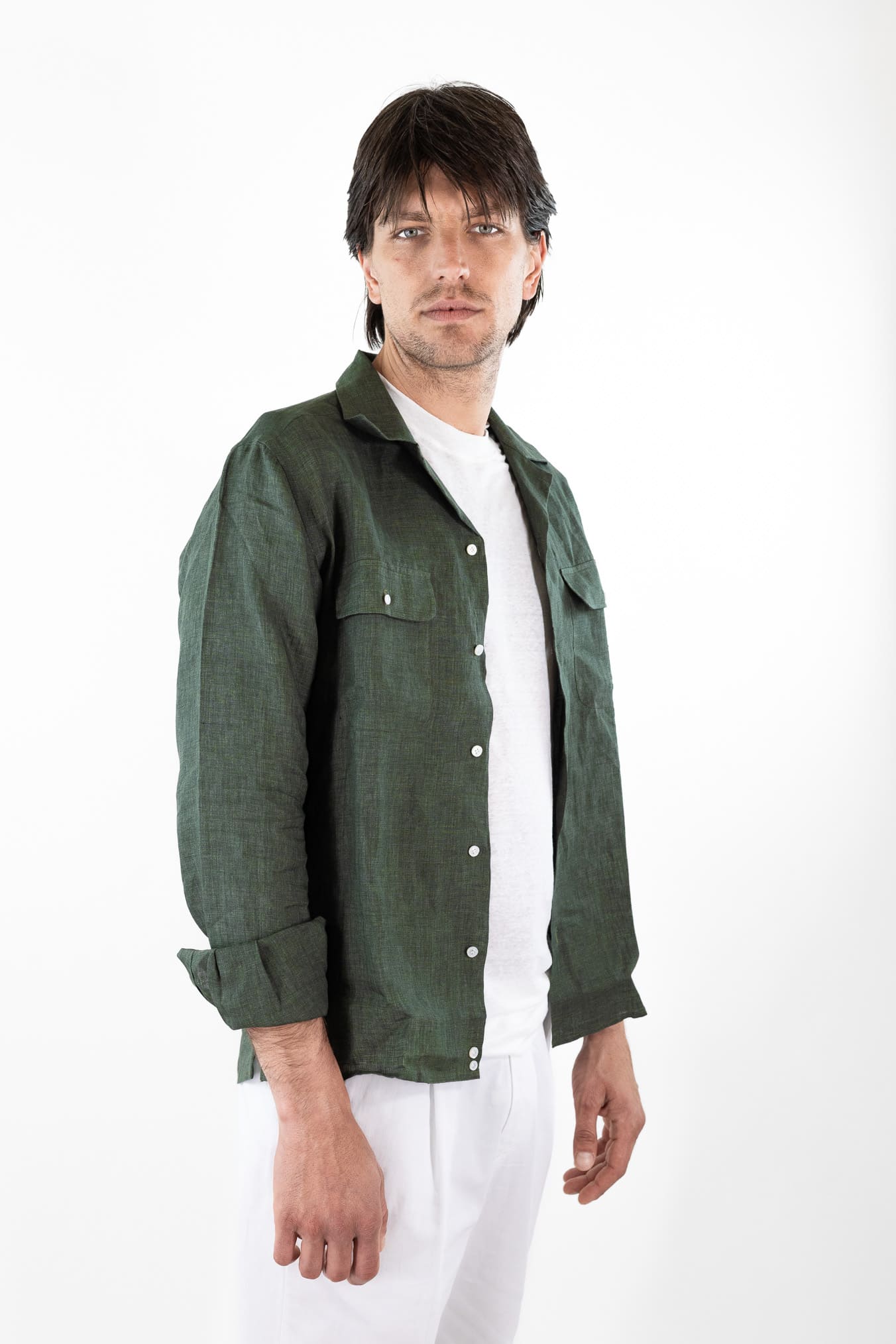 LUCIANO BARBERA Overshirt Lino Verde