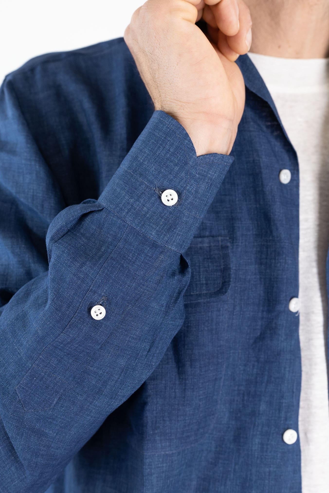 LUCIANO BARBERA Overshirt Lino Bluette