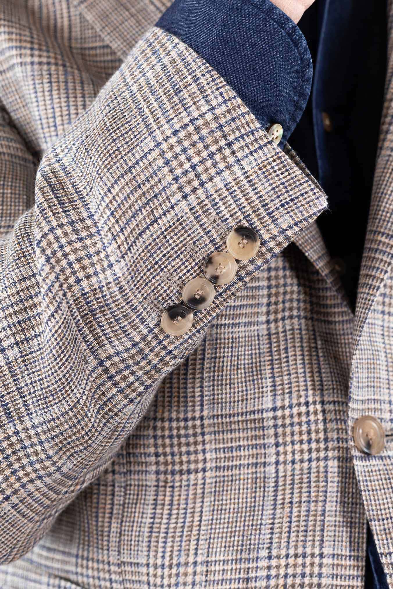 LUCIANO BARBERA Giacca Principe di Galles Lino Beige