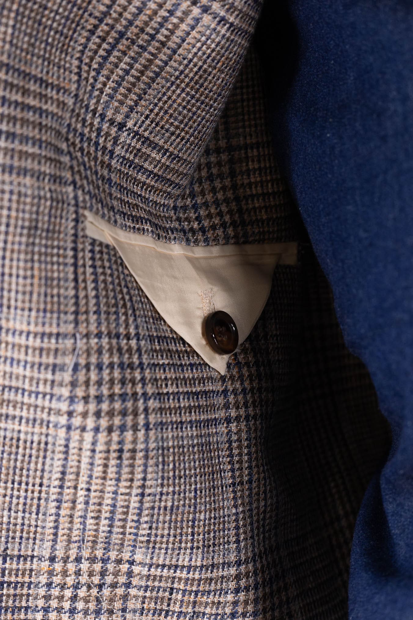 LUCIANO BARBERA Giacca Principe di Galles Lino Beige