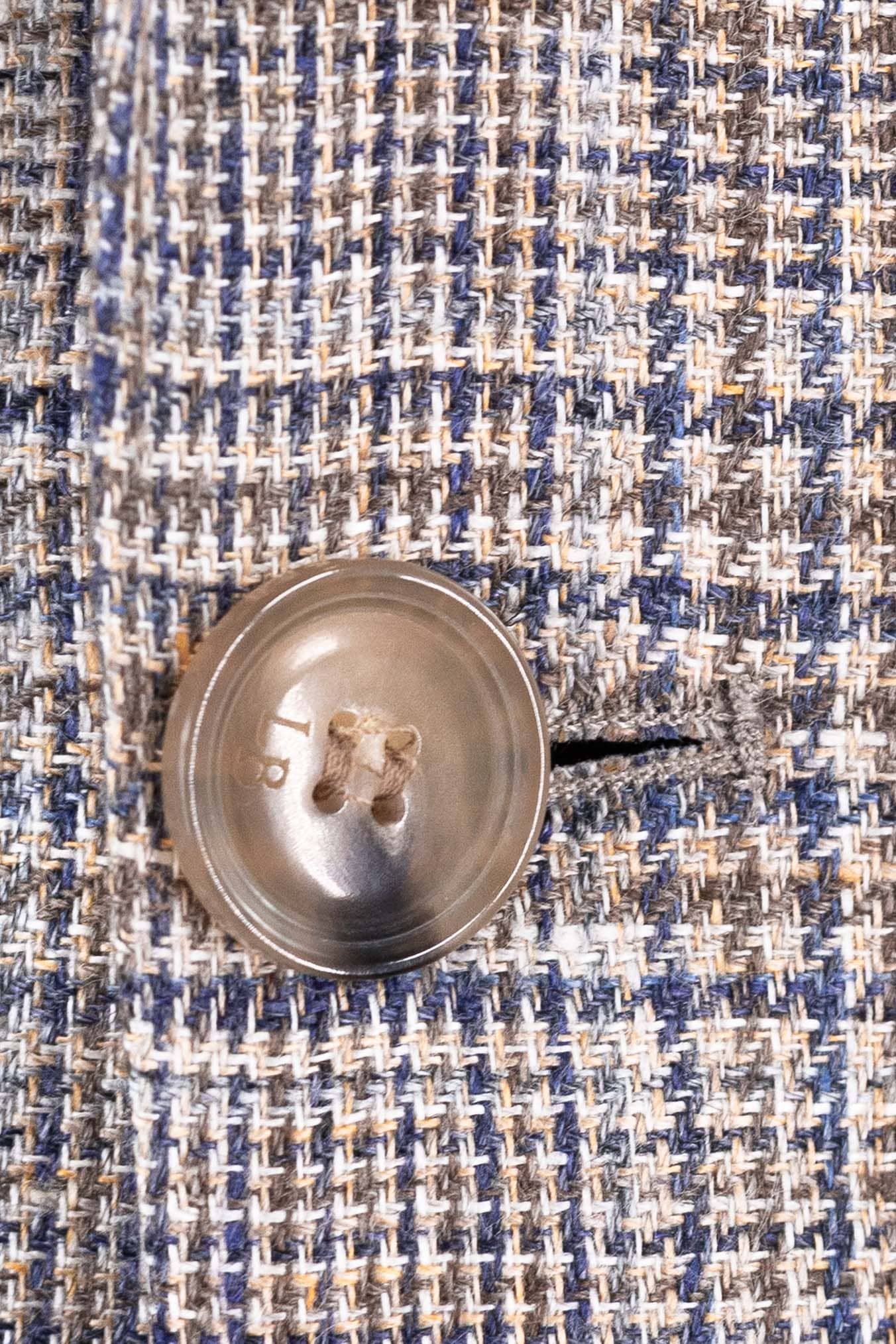 LUCIANO BARBERA Giacca Principe di Galles Lino Beige