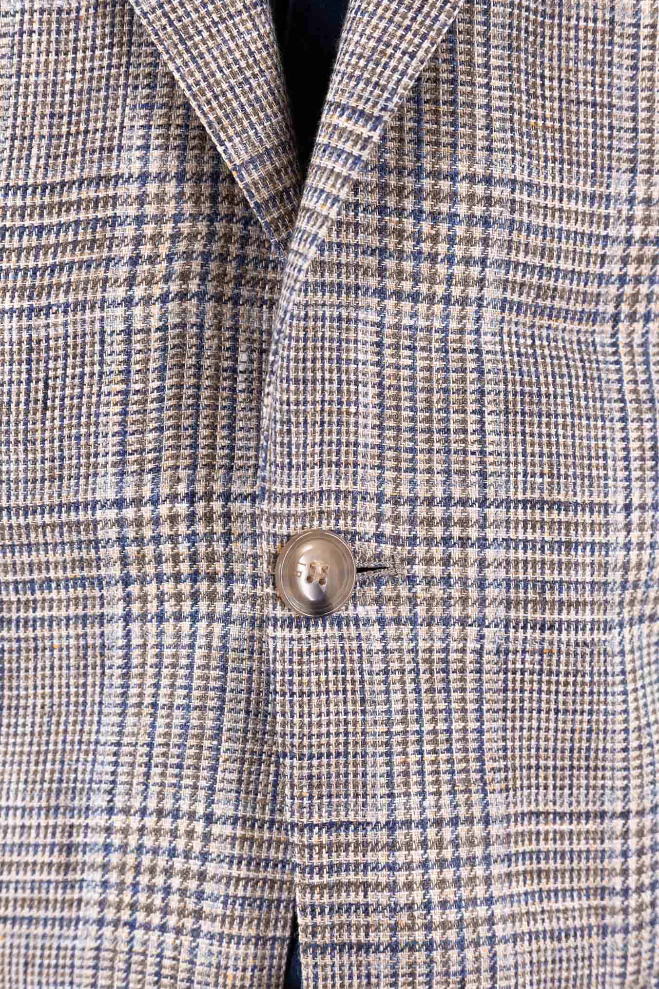 LUCIANO BARBERA Giacca Principe di Galles Lino Beige