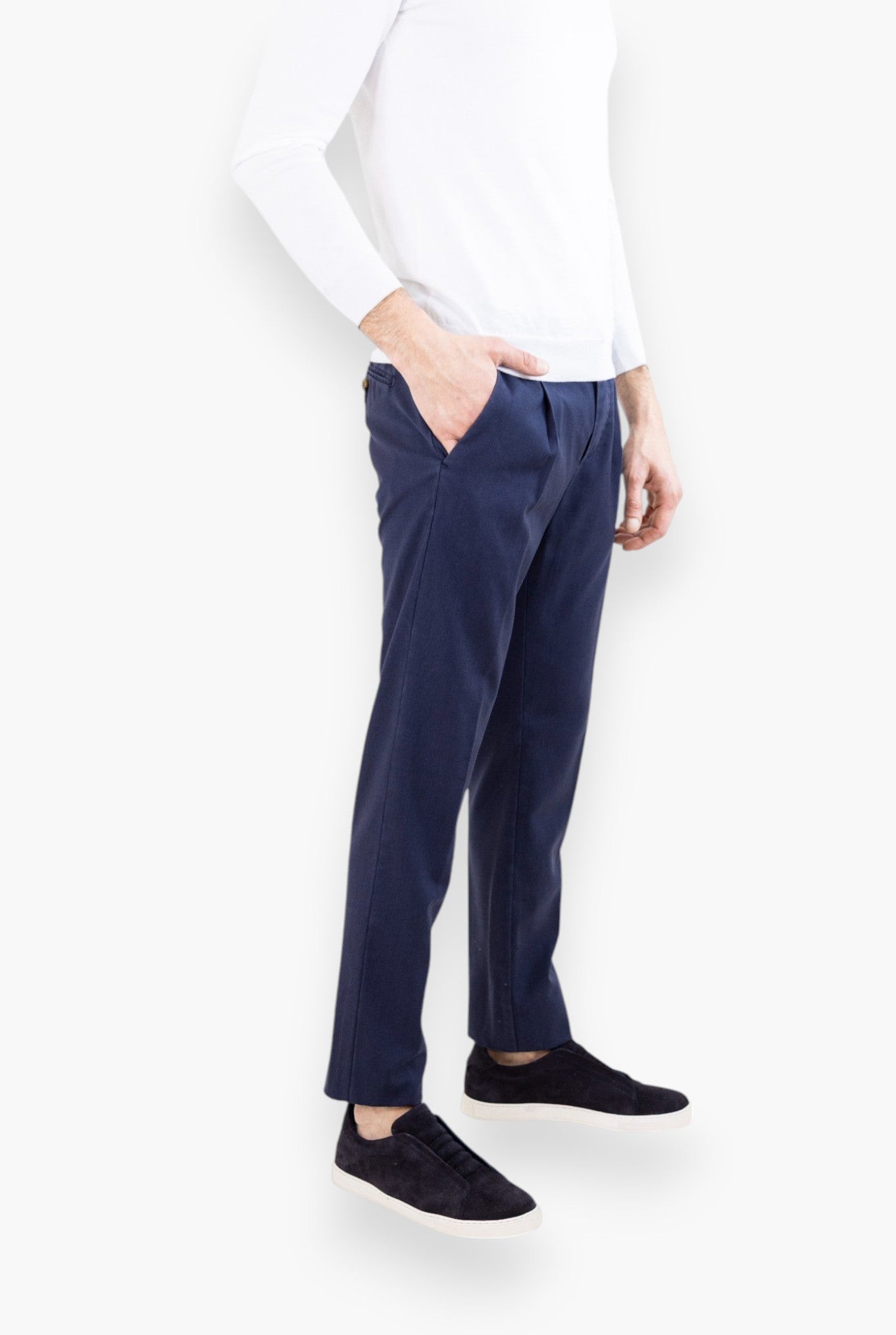 MYTHS Pantaloni Fresco Lana con Pinces Blu Navy
