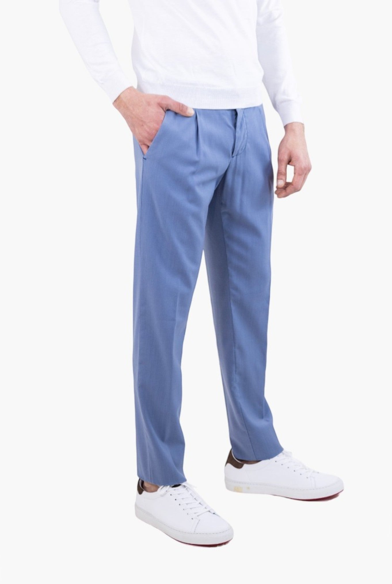 MYTHS Pantaloni Fresco Lana con Pinces Avio