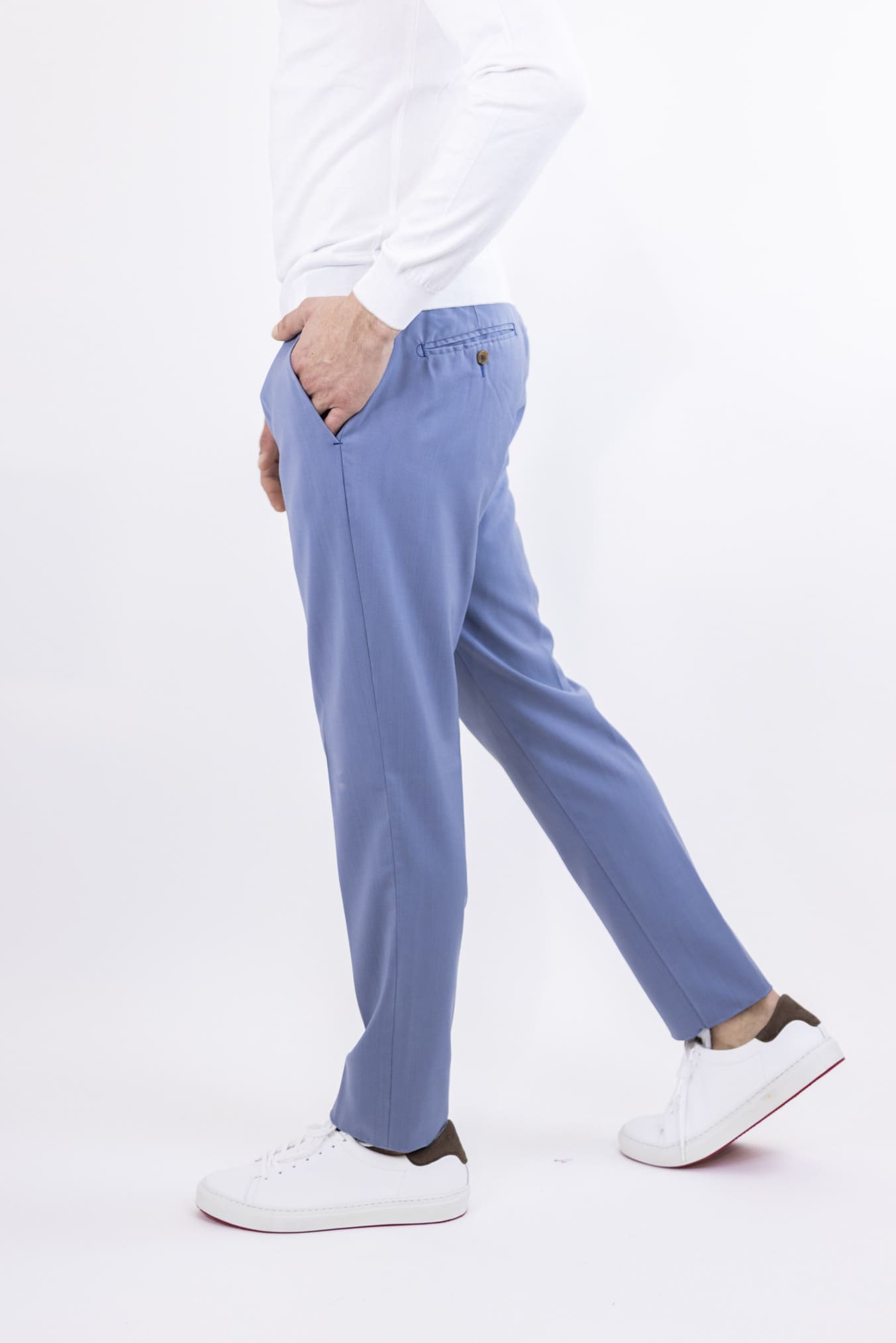 MYTHS Pantaloni Fresco Lana con Pinces Avio