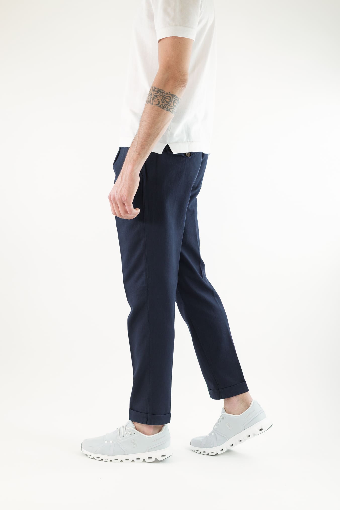 MYTHS Pantaloni Ice Cotton Pinces Blu Navy
