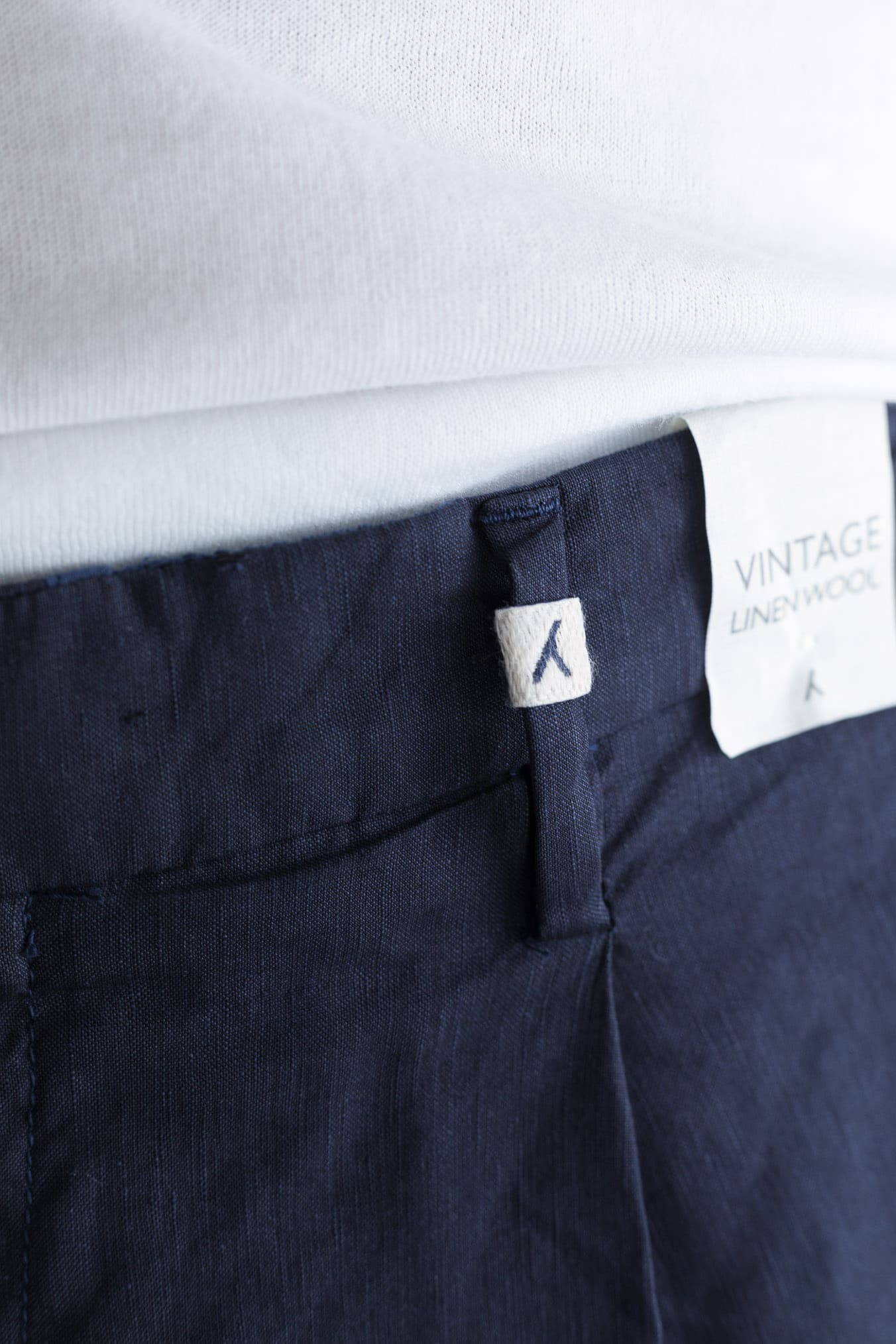 MYTHS Pantaloni Vintage Lana Lino Pinces Blu