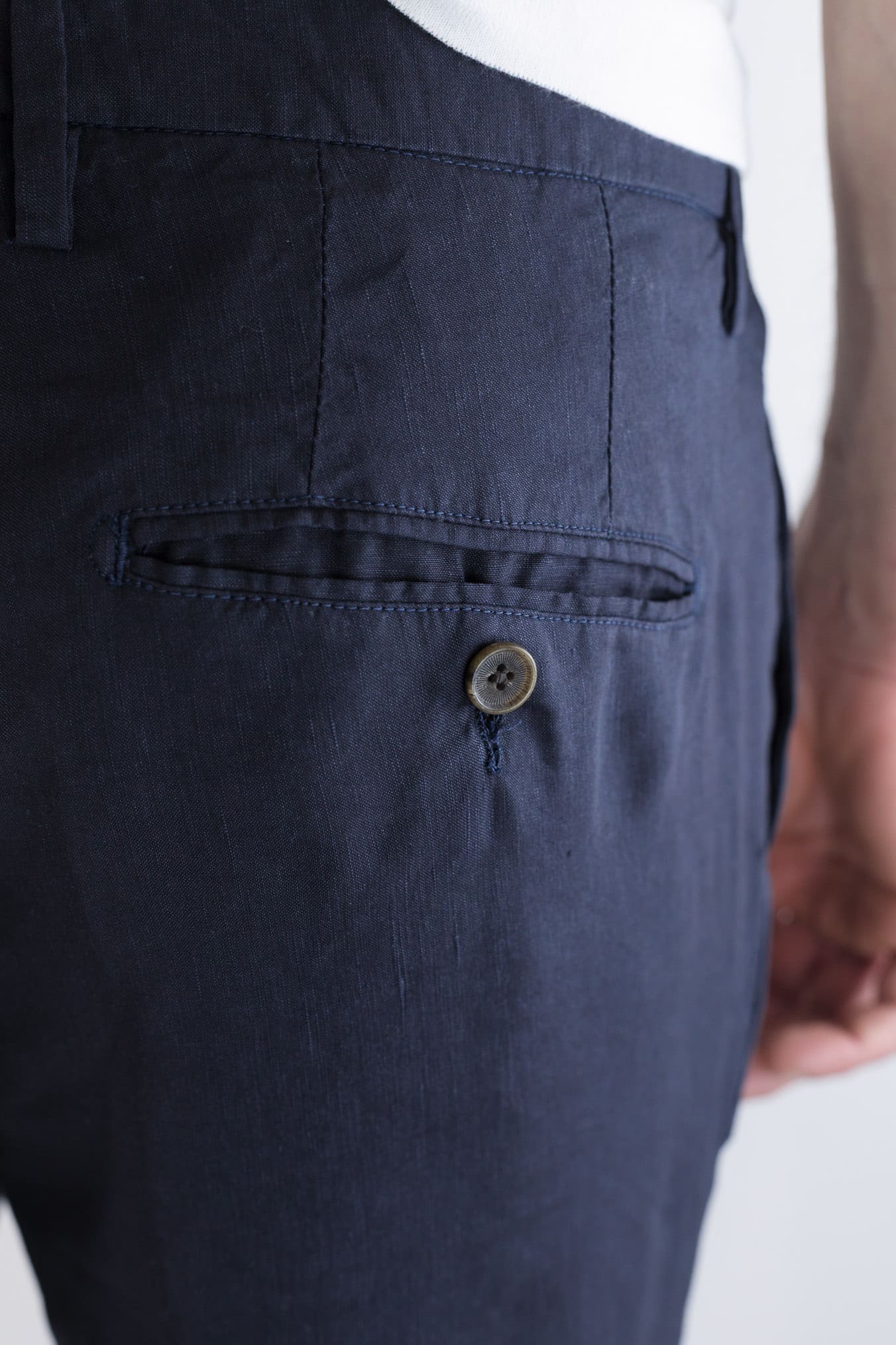 MYTHS Pantaloni Vintage Lana Lino Pinces Blu