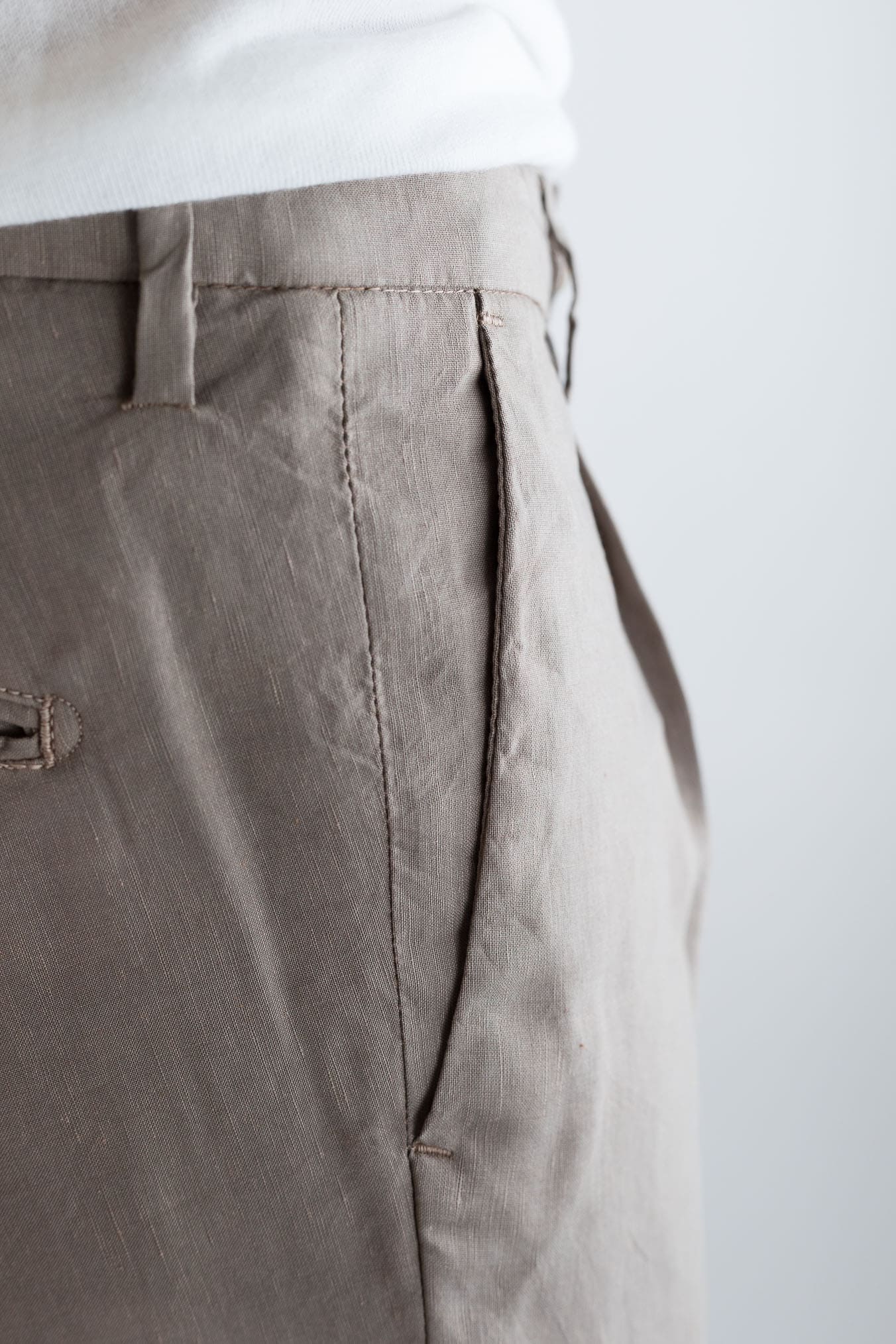 MYTHS Pantaloni Vintage Lana Lino Pinces Beige