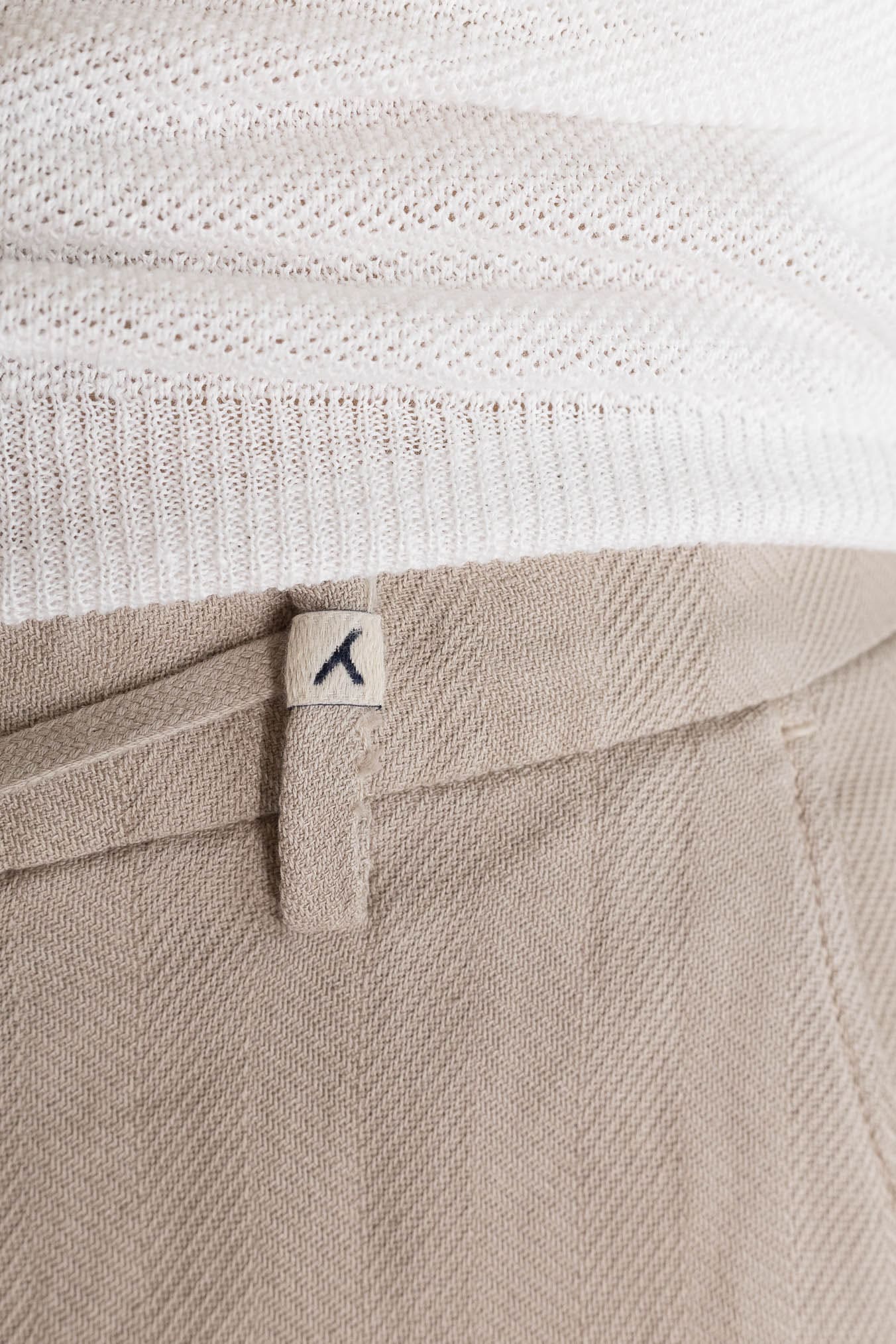 MYTHS Pantaloni Spigati Cotone Lino Beige