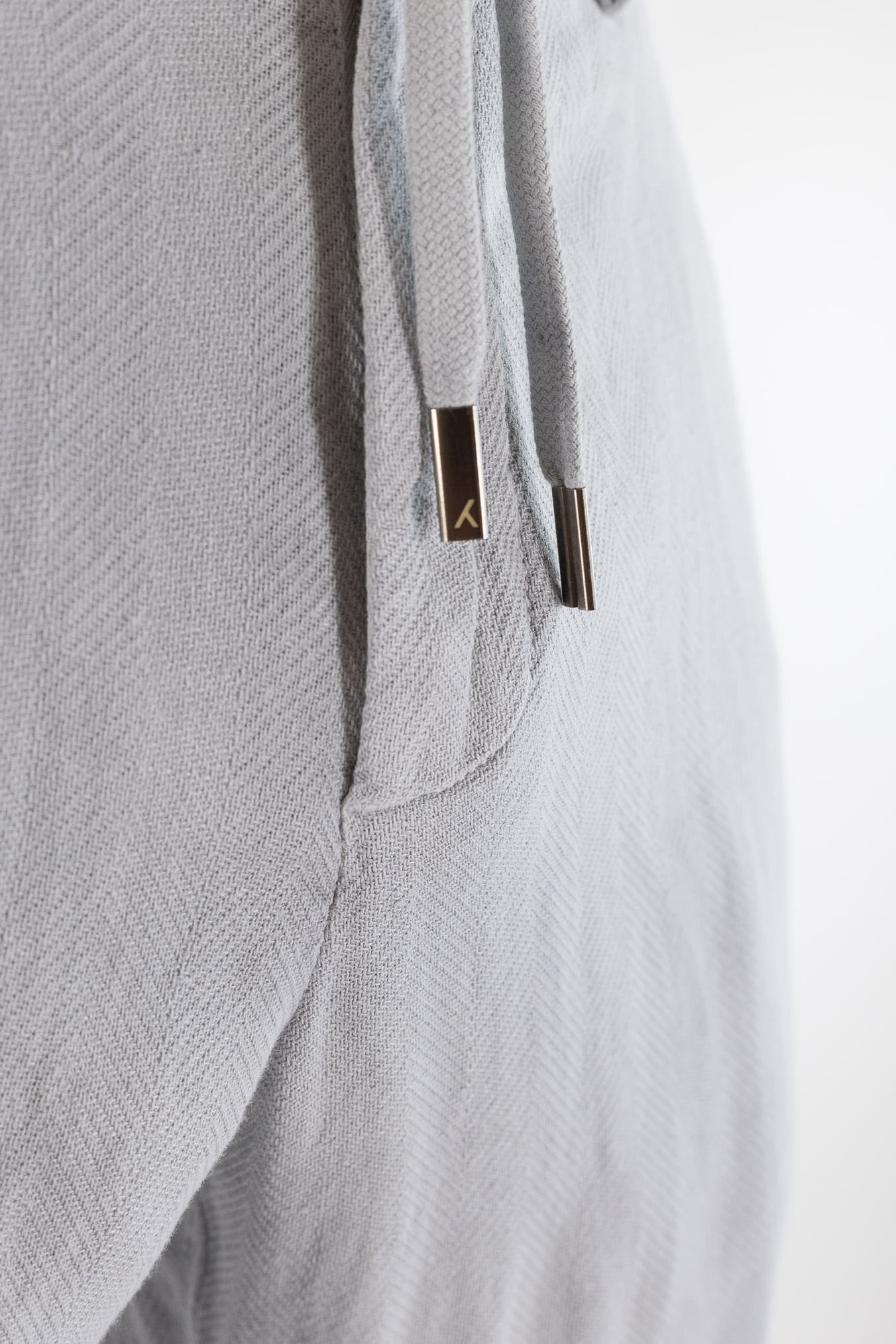 MYTHS Pantaloni Spigati Cotone Lino Ghiaccio