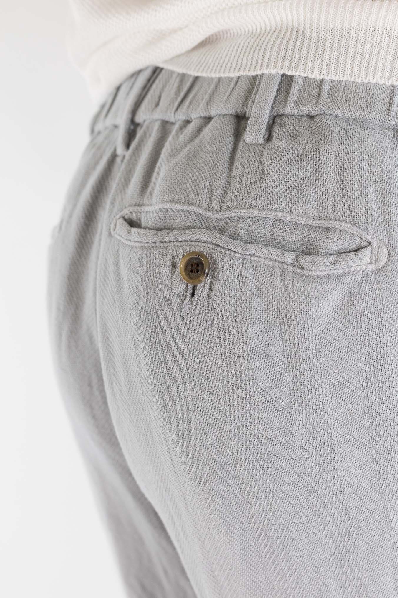 MYTHS Pantaloni Spigati Cotone Lino Ghiaccio