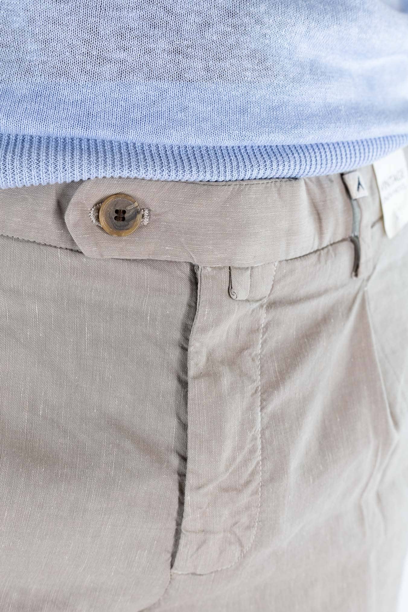 MYTHS Pantaloni Vintage Lana Lino Pinces Beige Chiaro