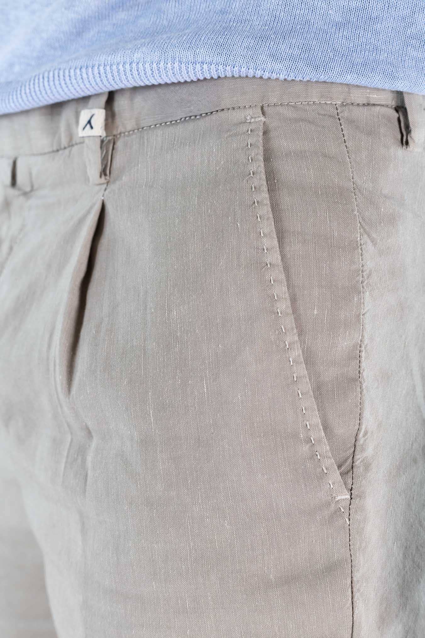 MYTHS Pantaloni Vintage Lana Lino Pinces Beige Chiaro