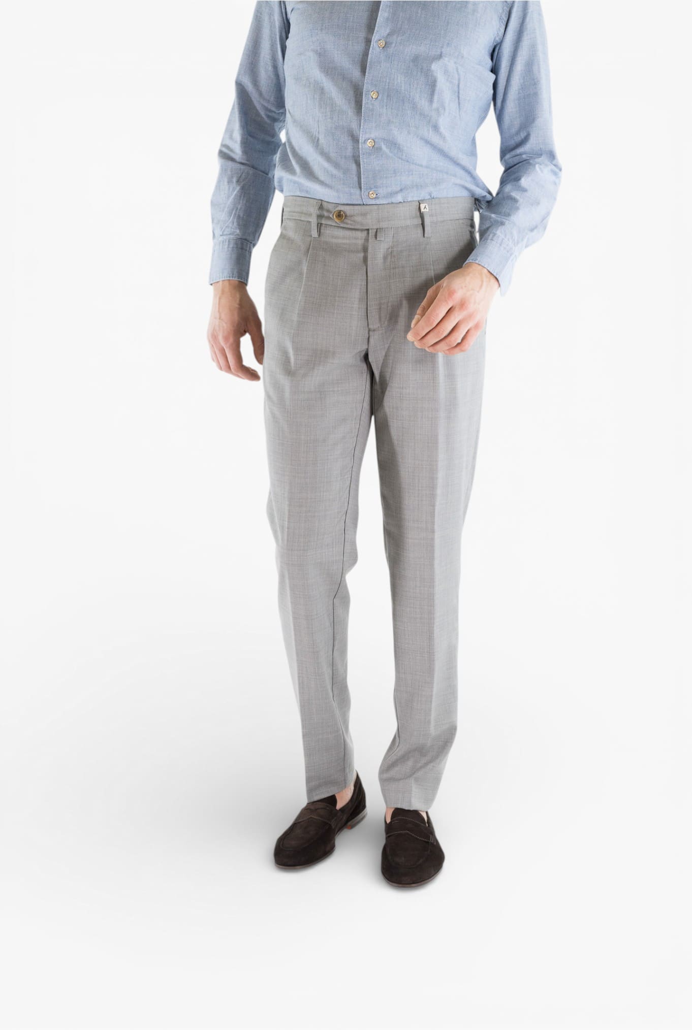 MYTHS Pantaloni Fresco Lana Pinces Grigio Medio