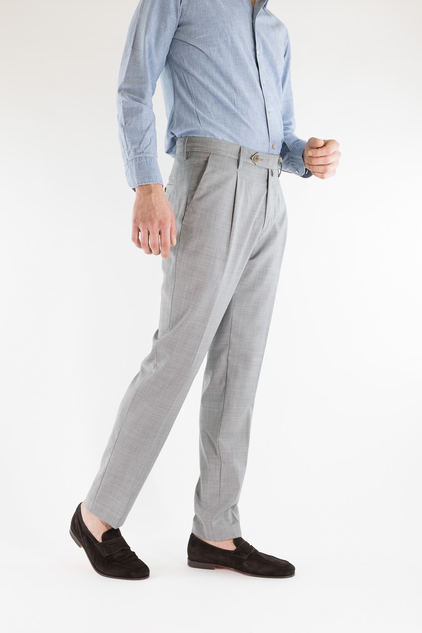 MYTHS Pantaloni Fresco Lana Pinces Grigio Medio