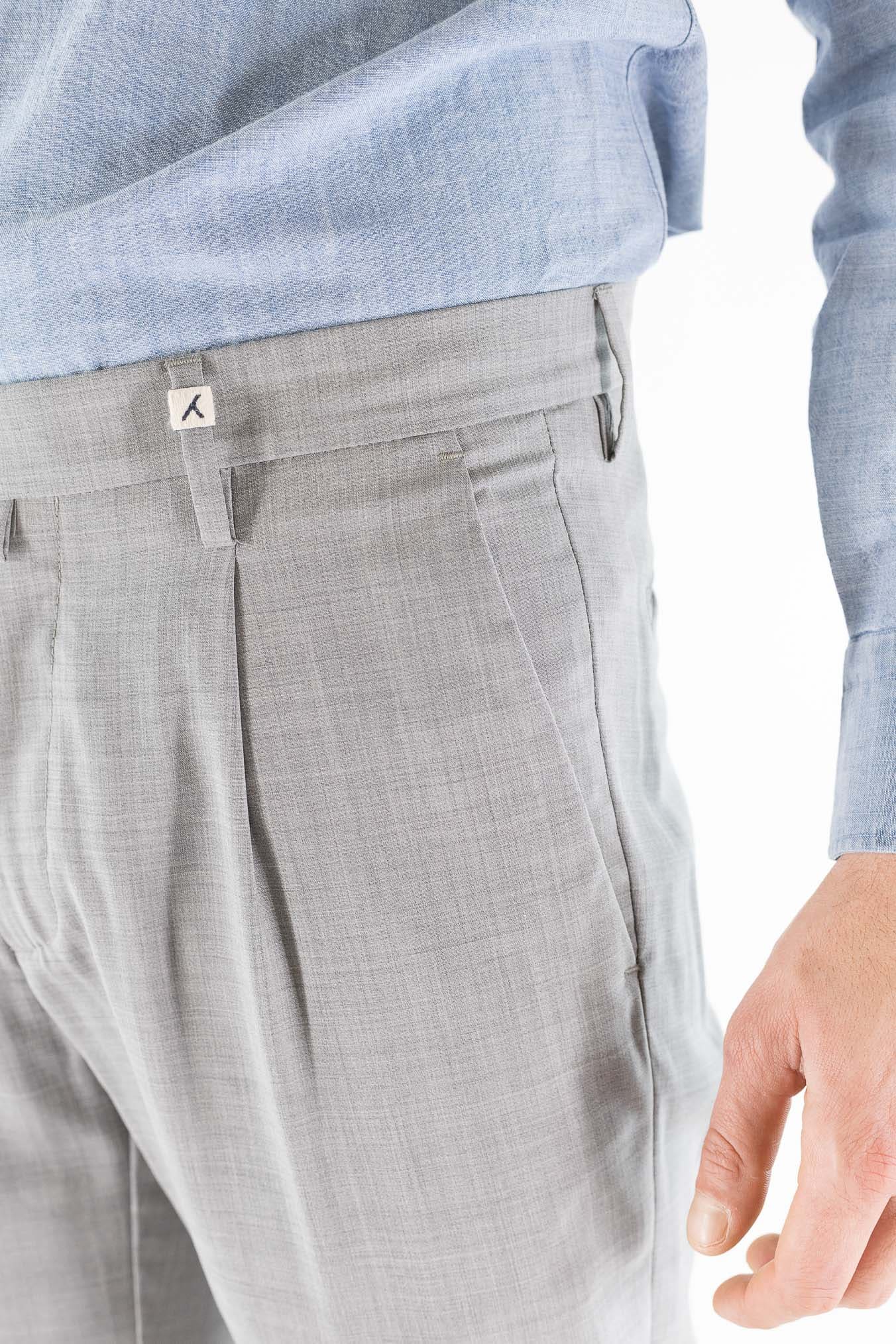 MYTHS Pantaloni Fresco Lana Pinces Grigio Medio