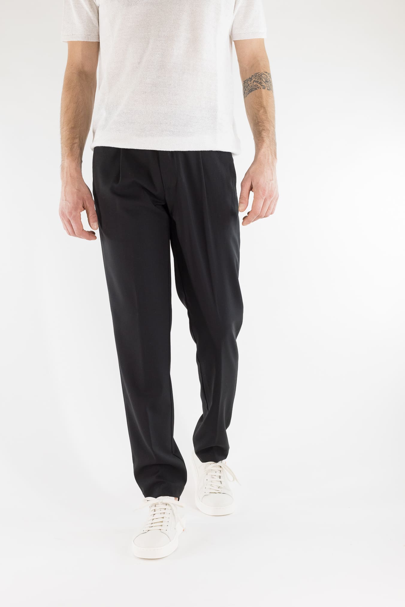 MYTHS Pantaloni Fresco Lana Pinces Nero