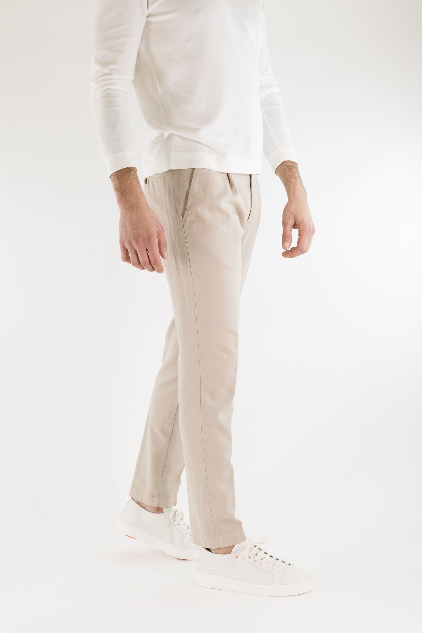 MYTHS Pantaloni Ice Cotton Pinces Beige