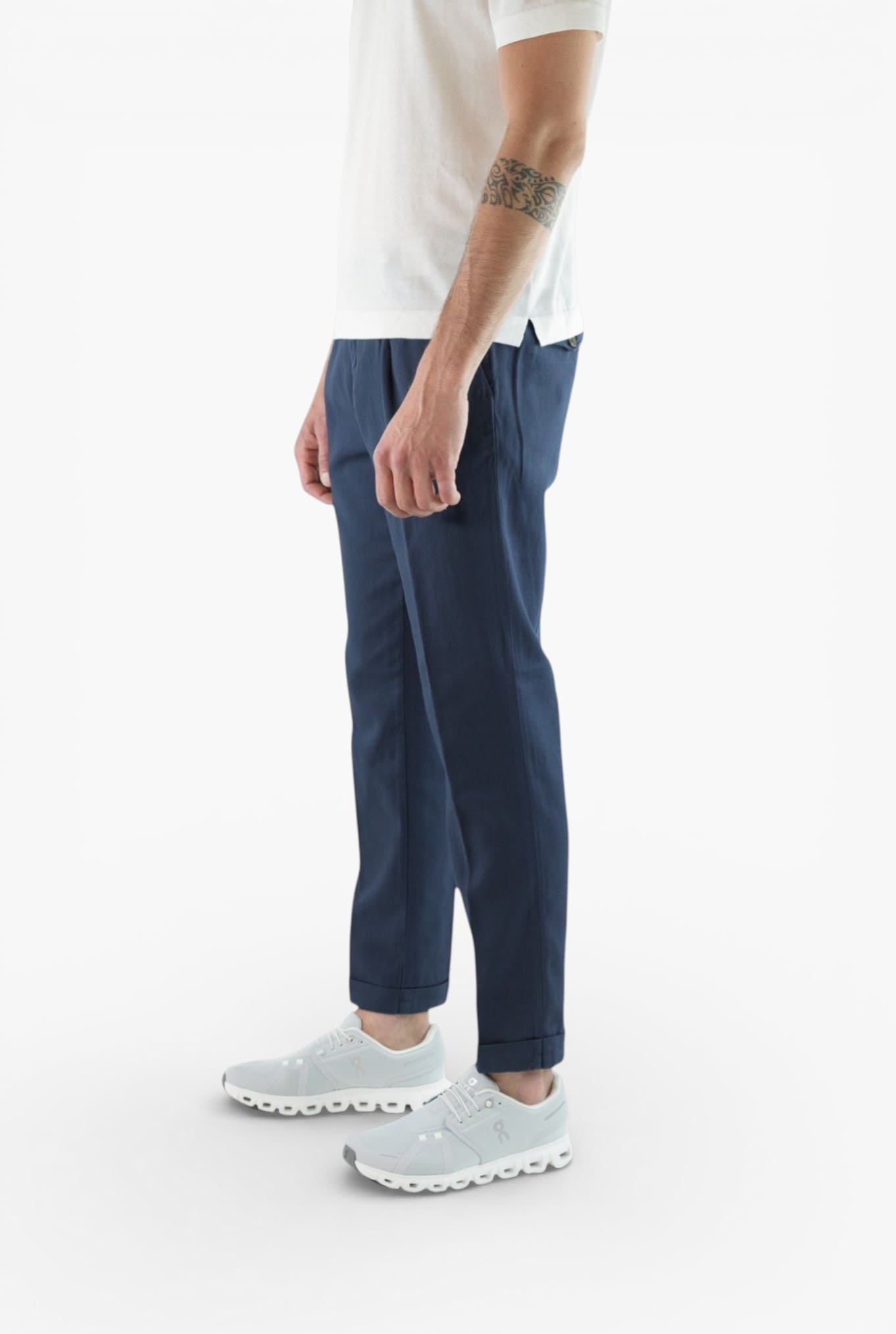 MYTHS Pantaloni Ice Cotton Pinces Blu Chiaro