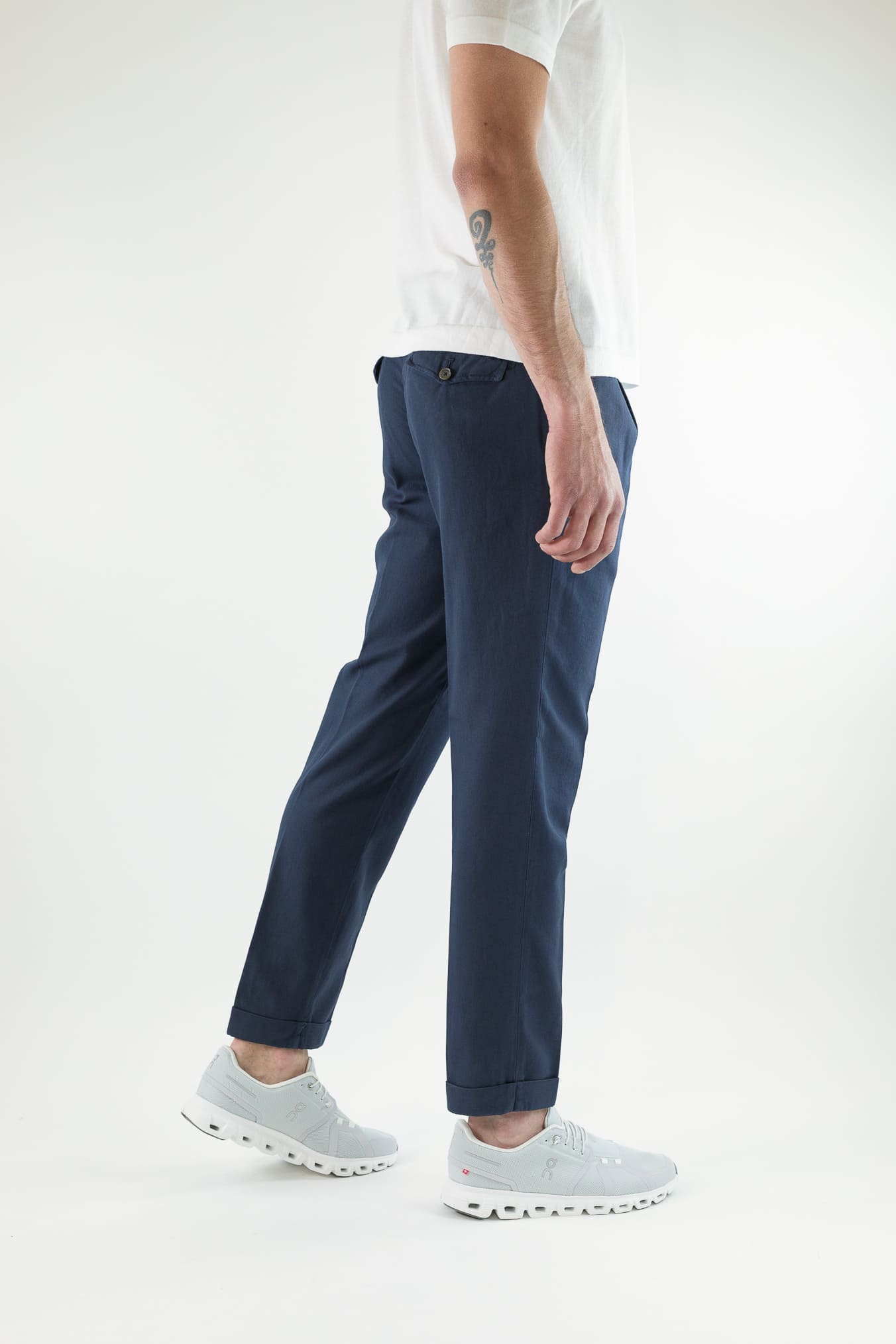 MYTHS Pantaloni Ice Cotton Pinces Blu Chiaro
