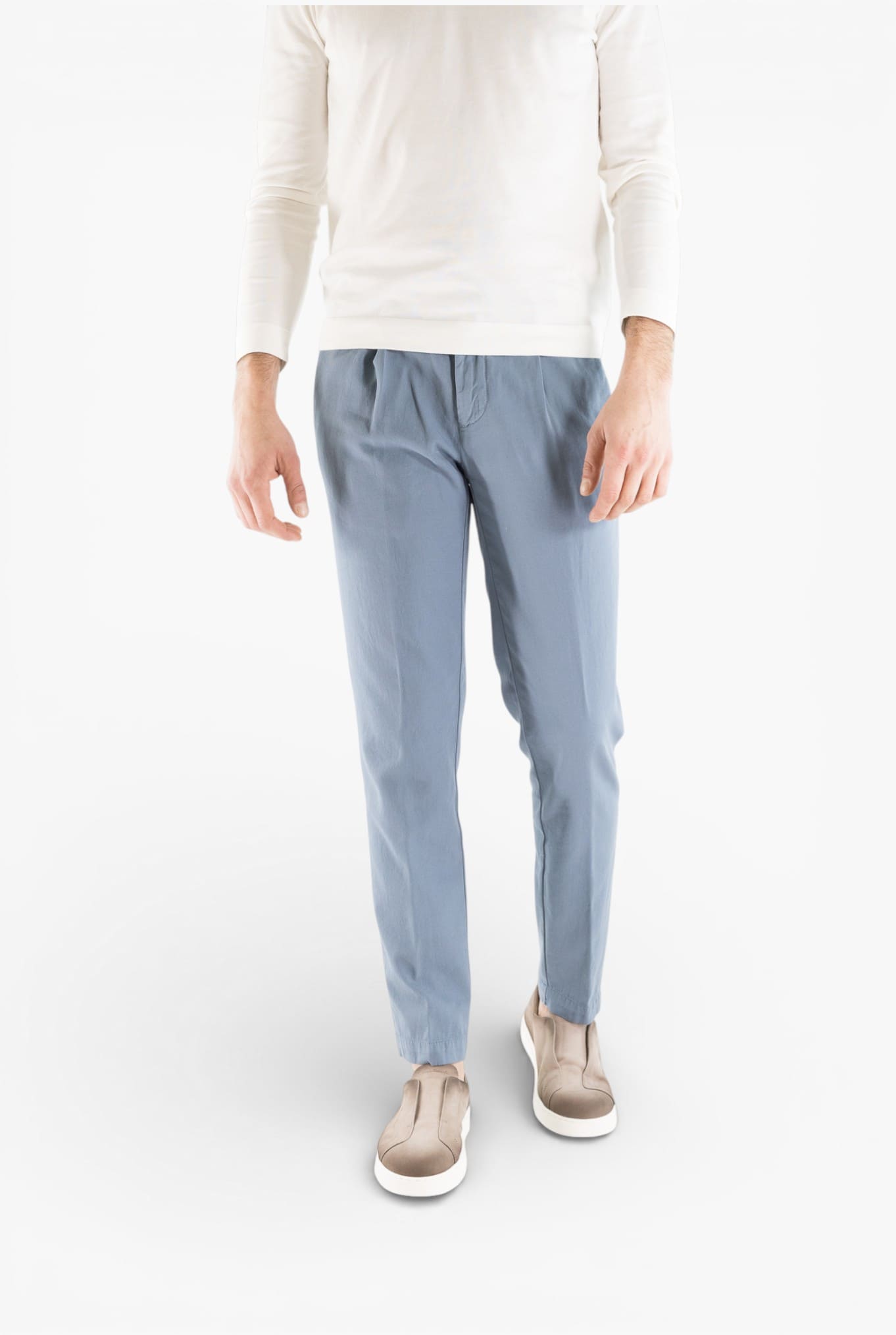 MYTHS Pantaloni Ice Cotton Pinces Avio