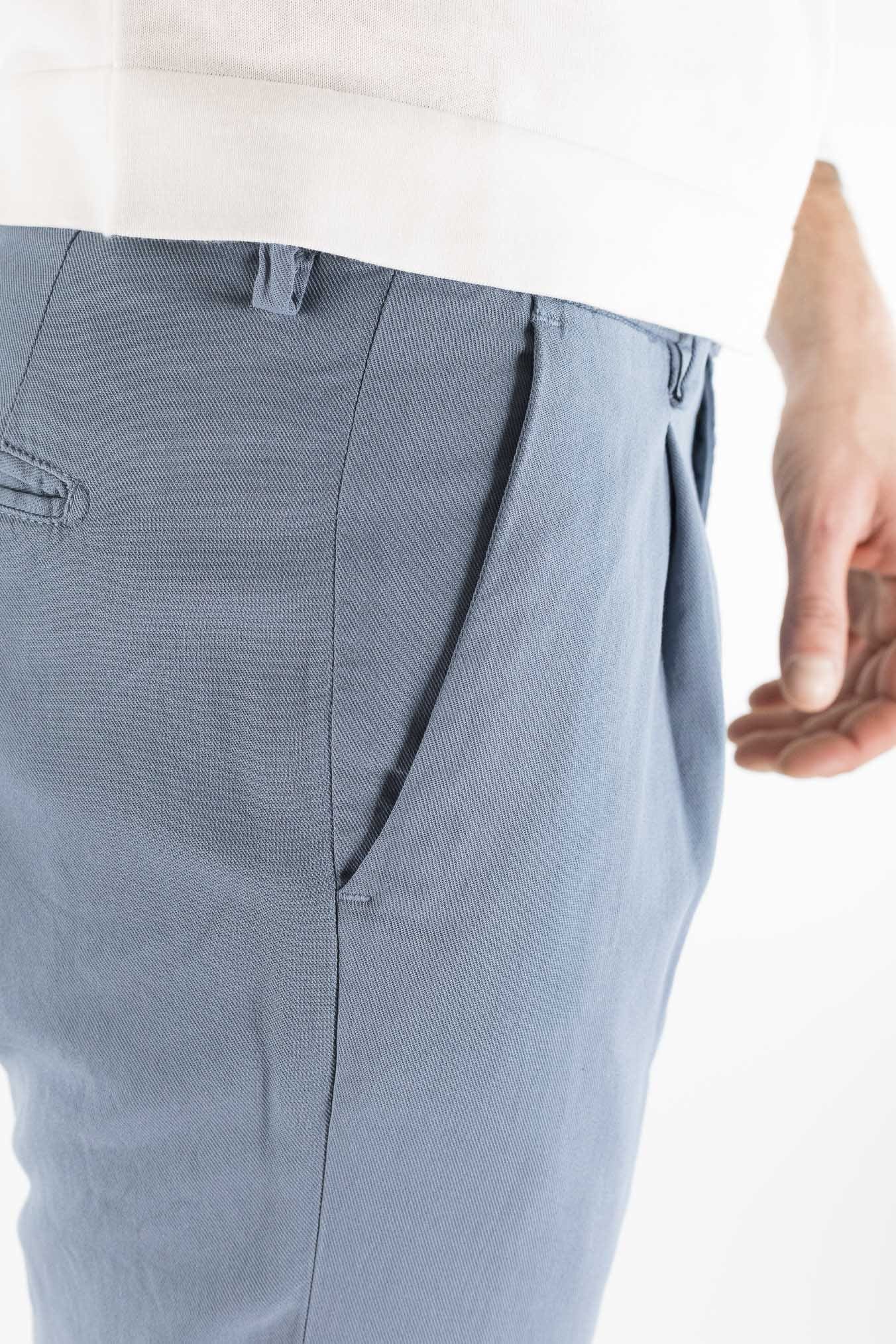 MYTHS Pantaloni Ice Cotton Pinces Avio