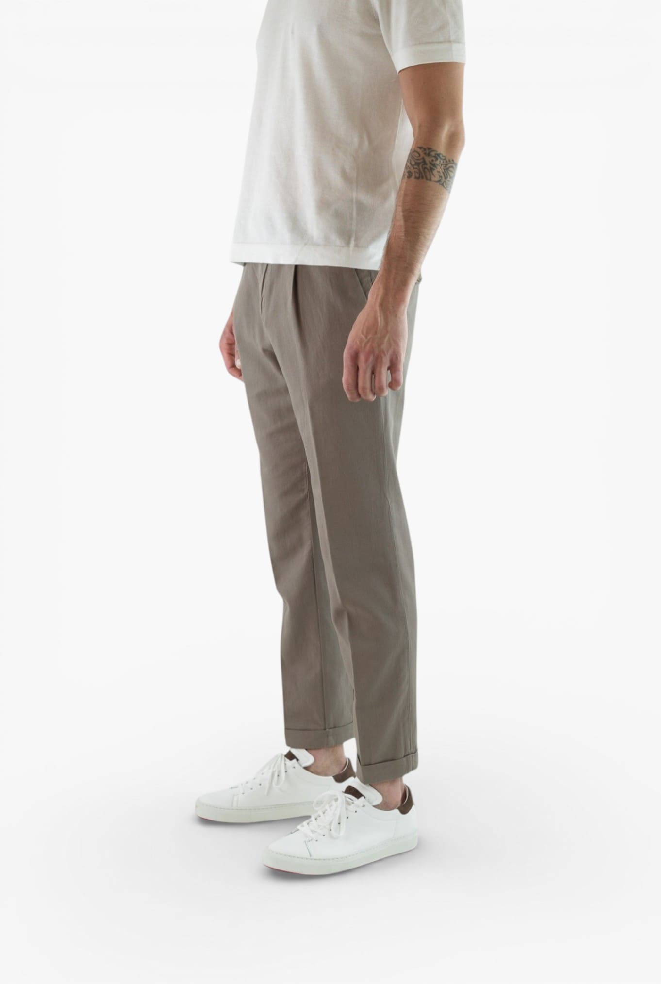 MYTHS Pantaloni Ice Cotton Pinces Tortora
