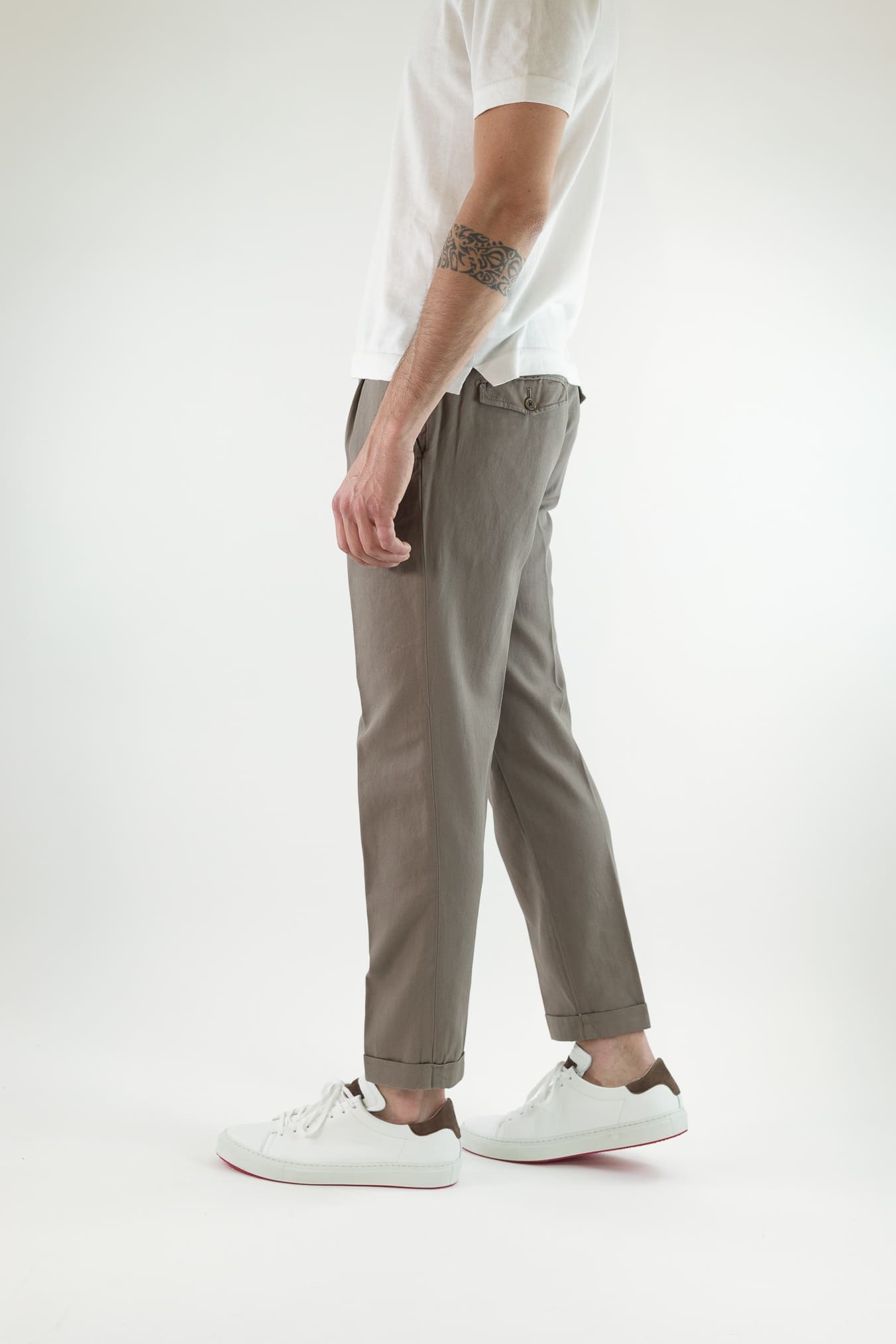MYTHS Pantaloni Ice Cotton Pinces Tortora