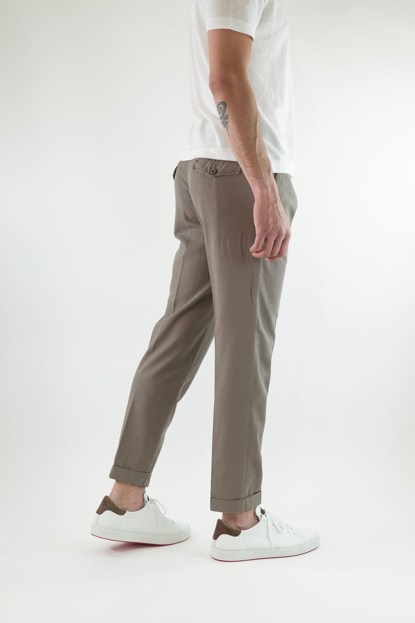 MYTHS Pantaloni Ice Cotton Pinces Tortora