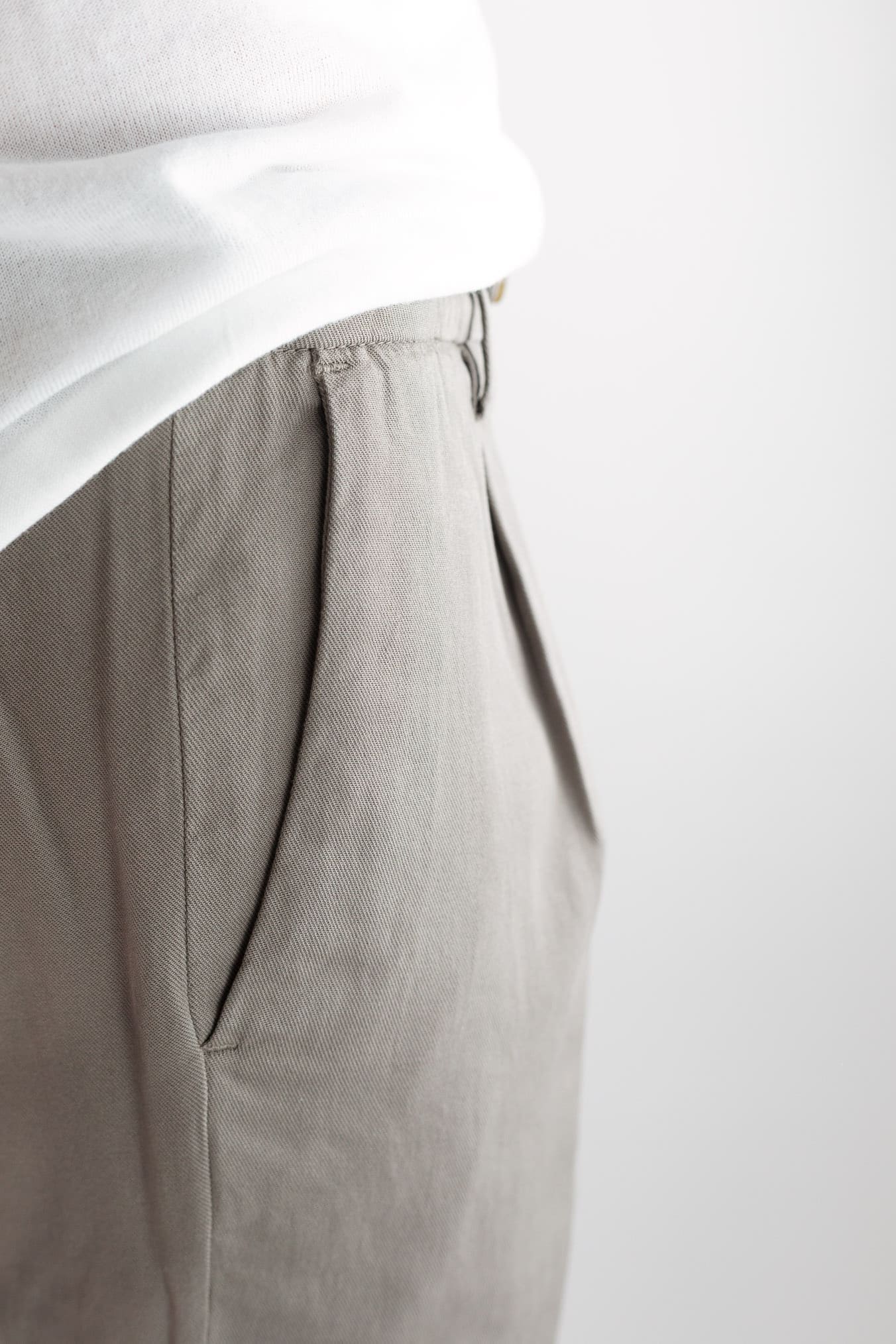 MYTHS Pantaloni Ice Cotton Pinces Tortora