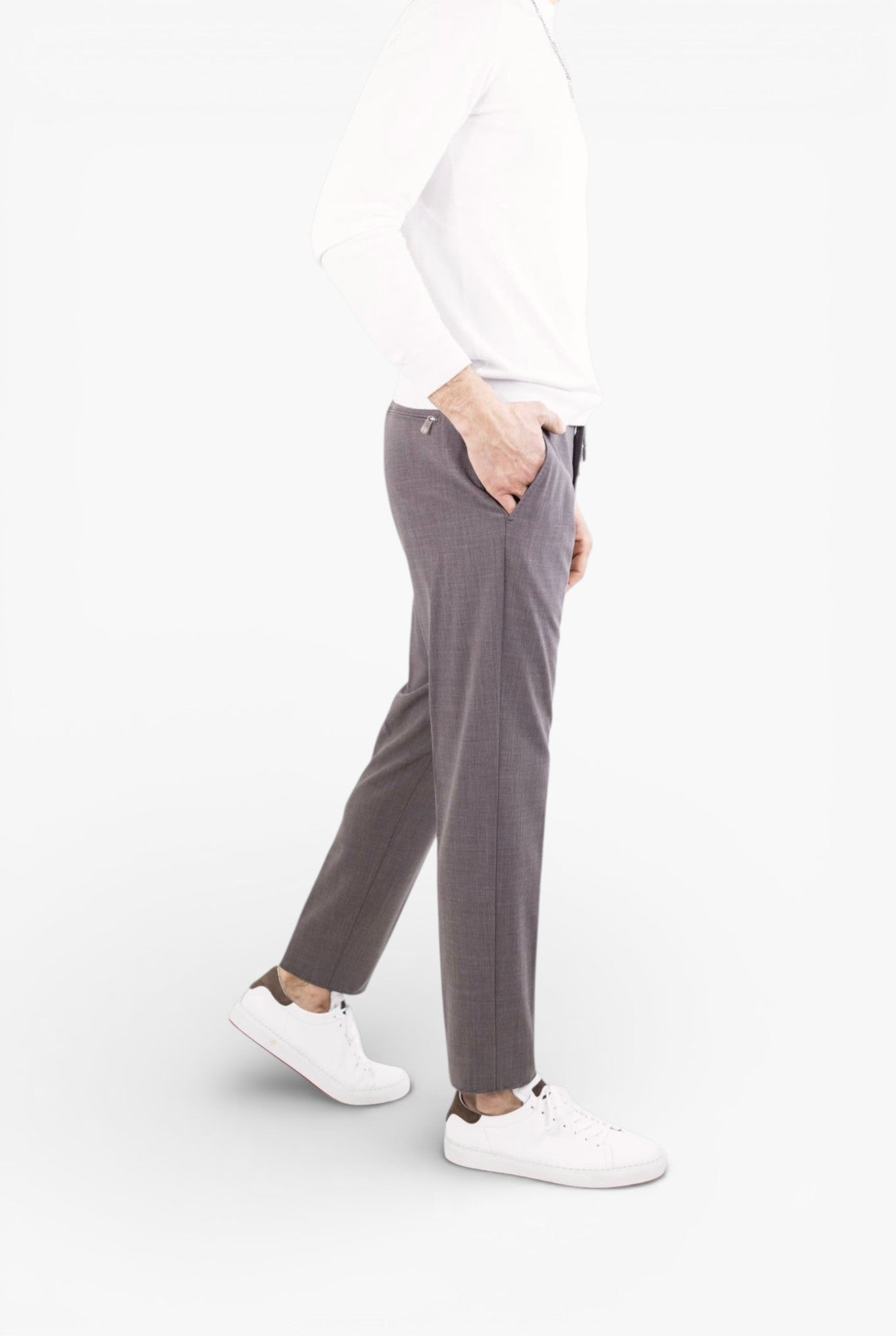 PESCAROLO Pantaloni "Caracciolo" Lana Super 160's Tortora