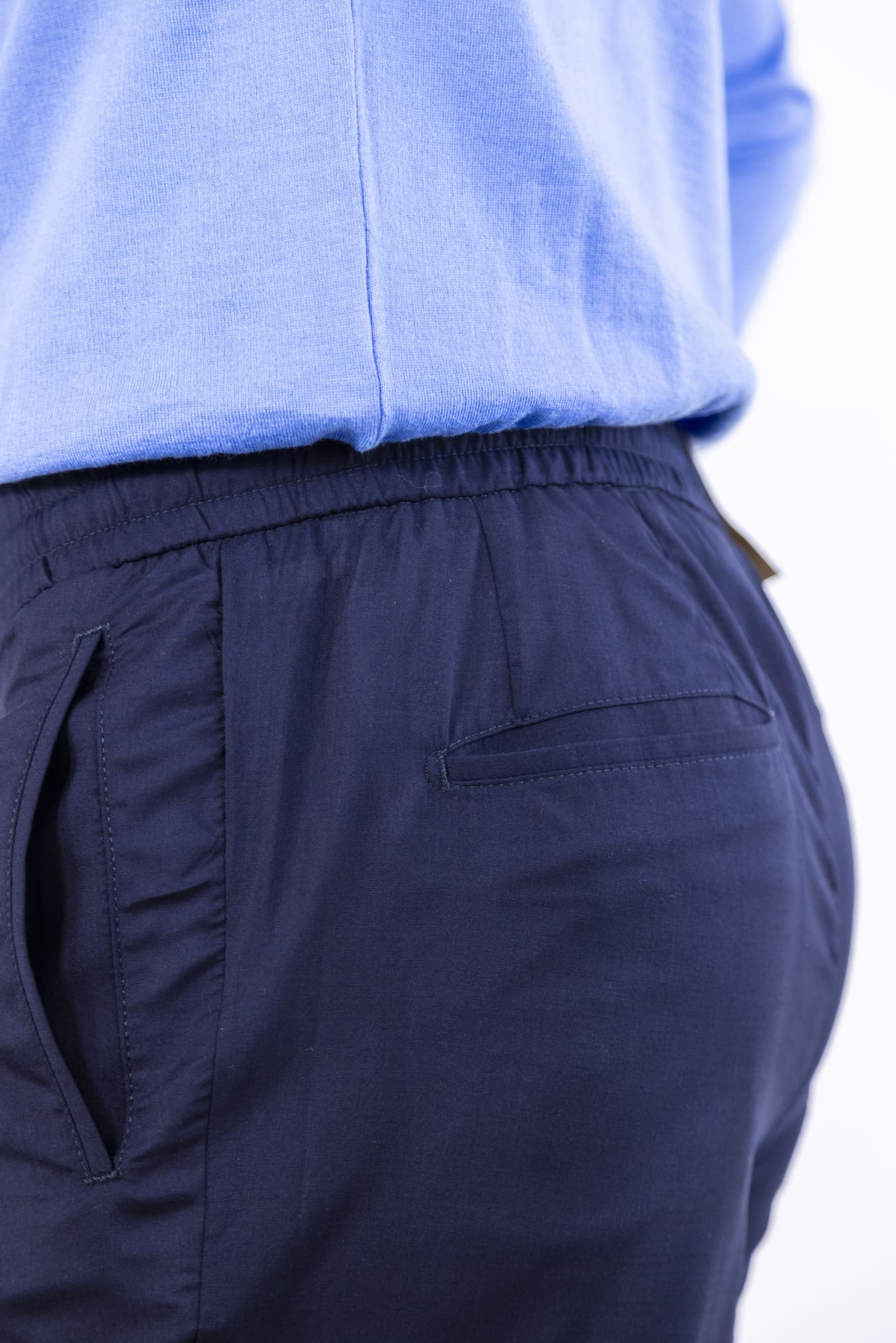 PESCAROLO Pantaloni mod.Chiaia con Coulisse e Pinces Superlight Lana e Seta Blu