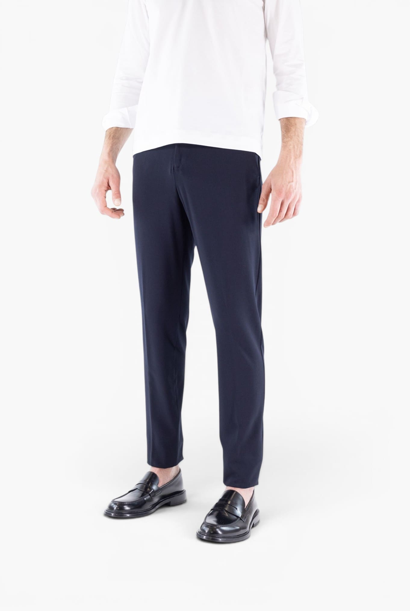 PESCAROLO Pantaloni "Evo" Lana Crepe Blu